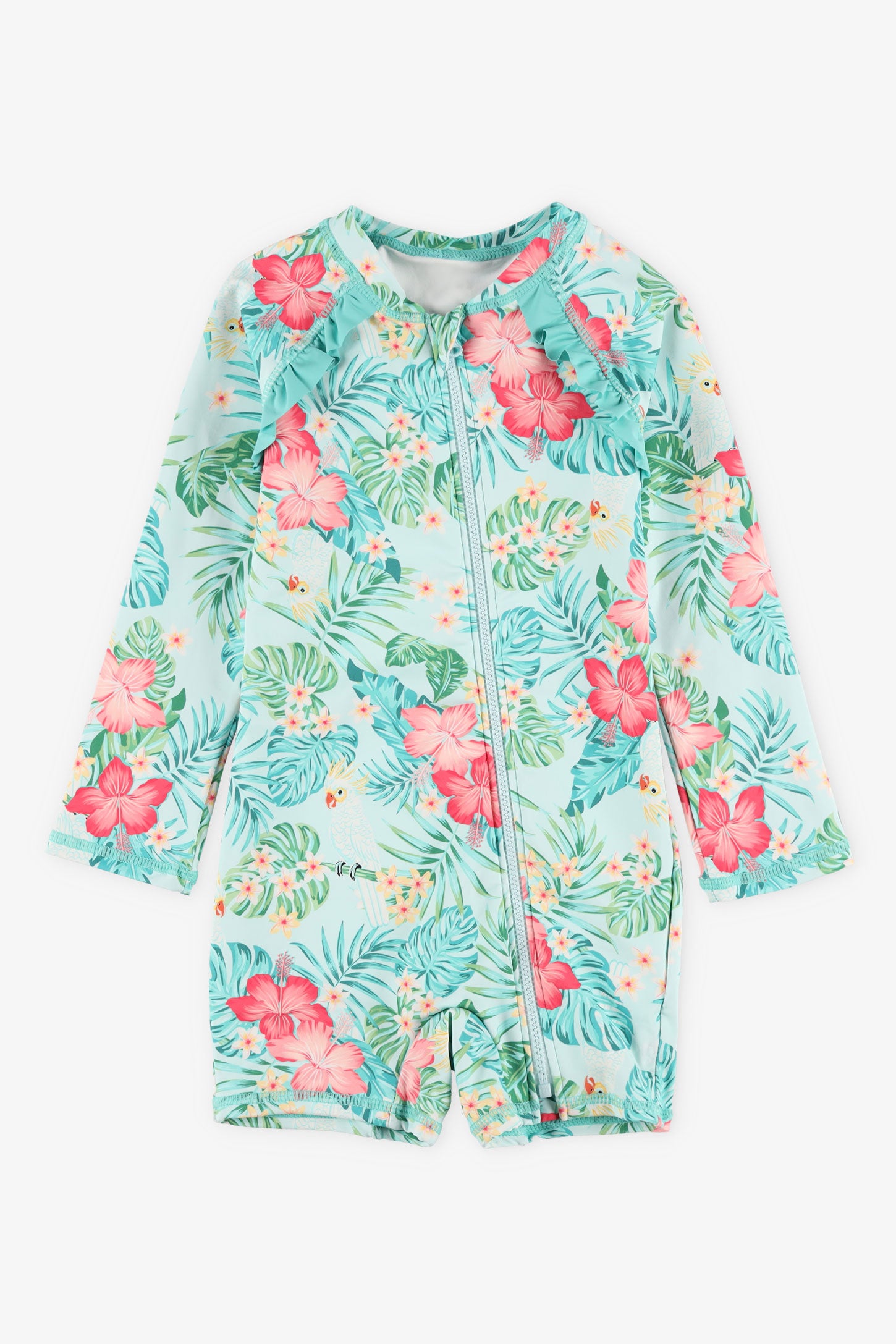 Maillot de bain 1-pièce ''rashguard'', 2T-3T - Bébé fille && AQUA/MULTI