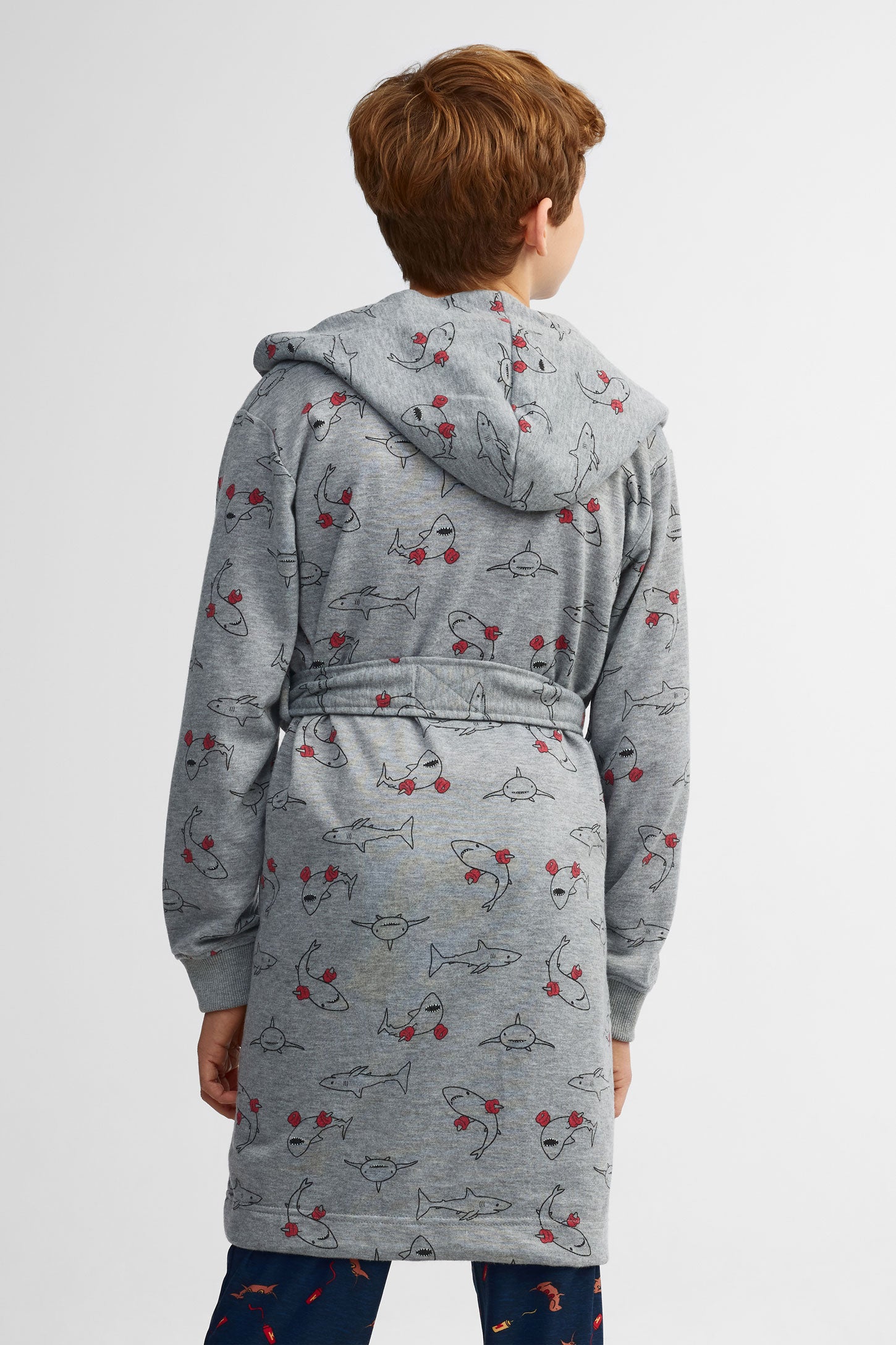 Robe de chambre à capuchon - Ado garçon && GRIS MULTI