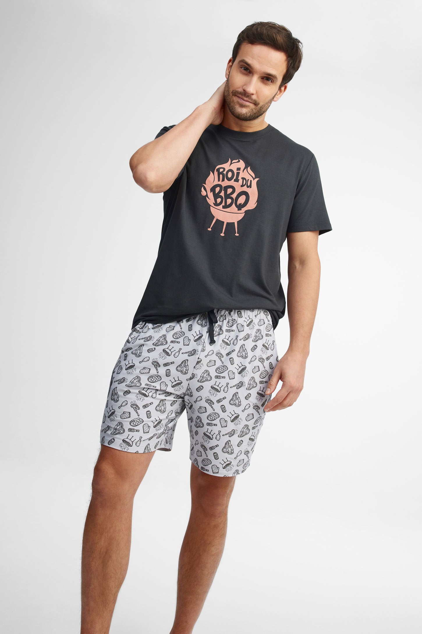 Short pyjama en moss, 2/40$ - Homme && GRIS MULTI