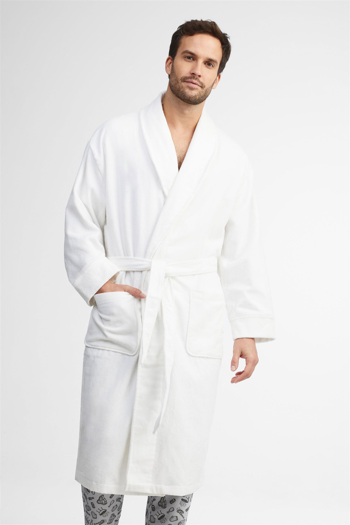 Robe de chambre coton éponge - Homme && BLANC