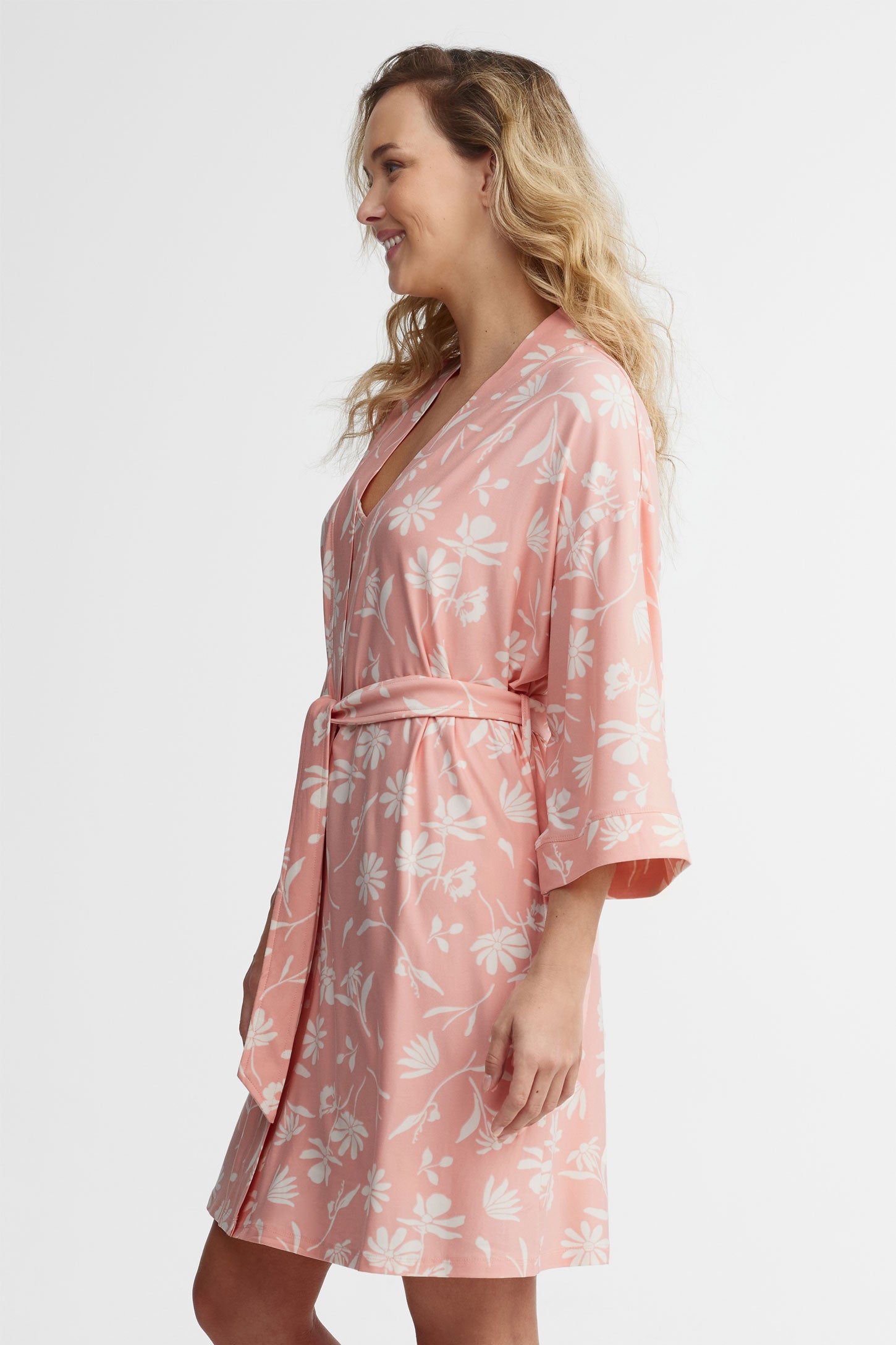 Robe de chambre kimono en moss - Femme && ROSE MULTI