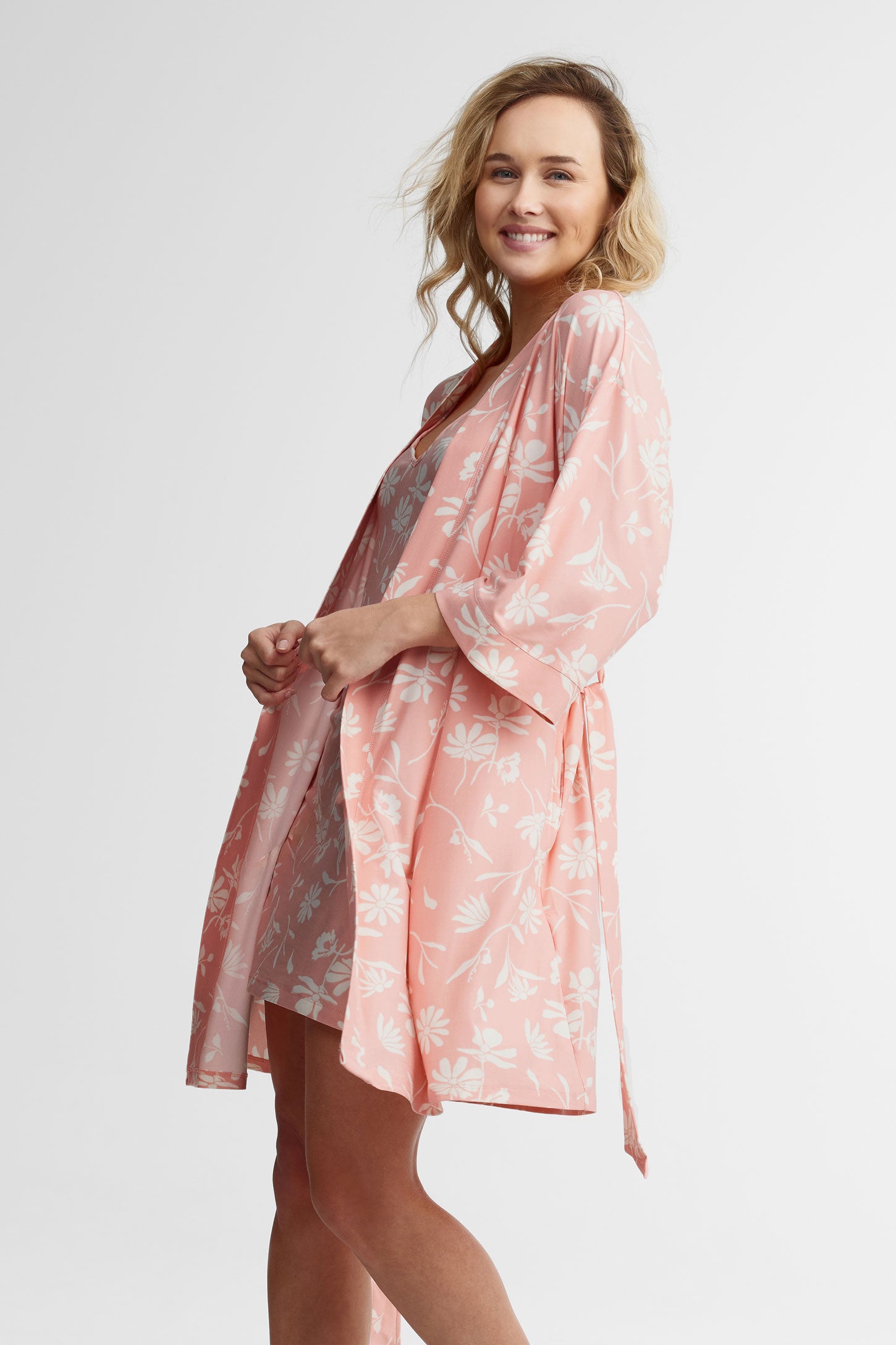 Robe de chambre kimono en moss - Femme && ROSE MULTI