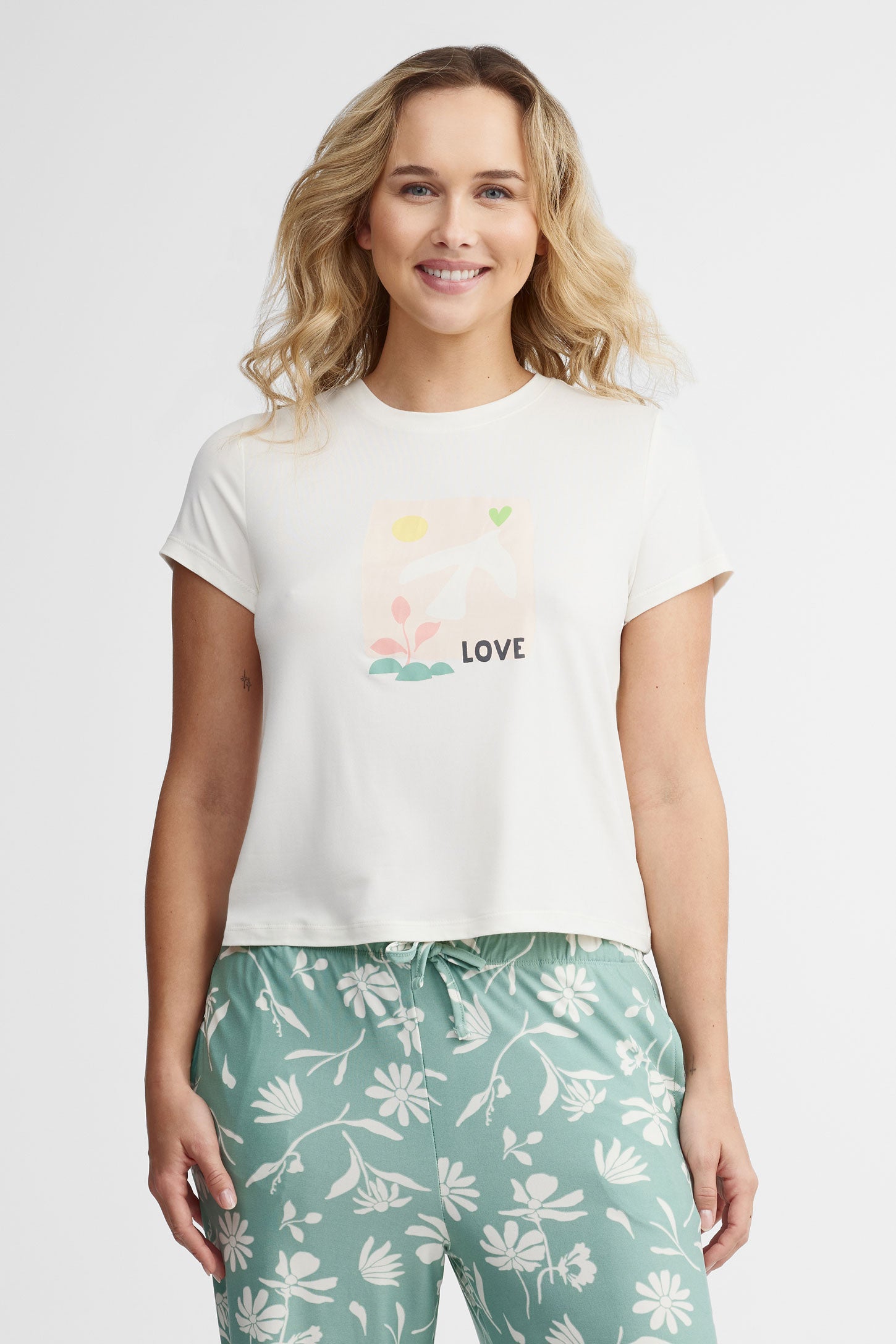T-shirt pyjama en moss - Femme && GRIS