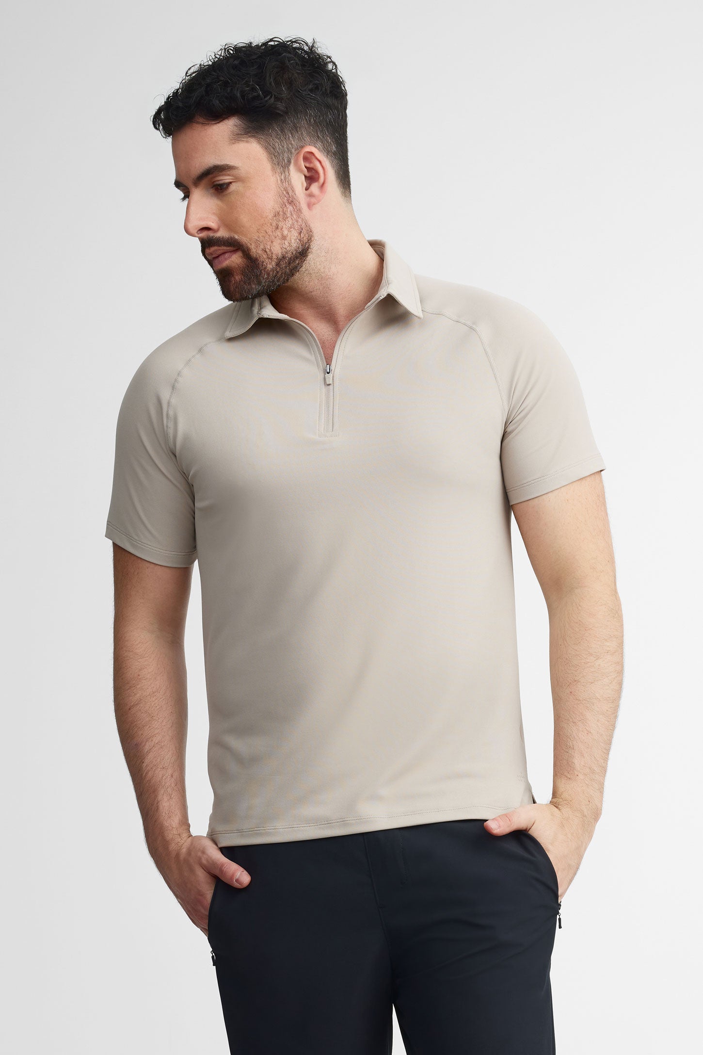 Chandail polo manches courtes - Homme && GRIS