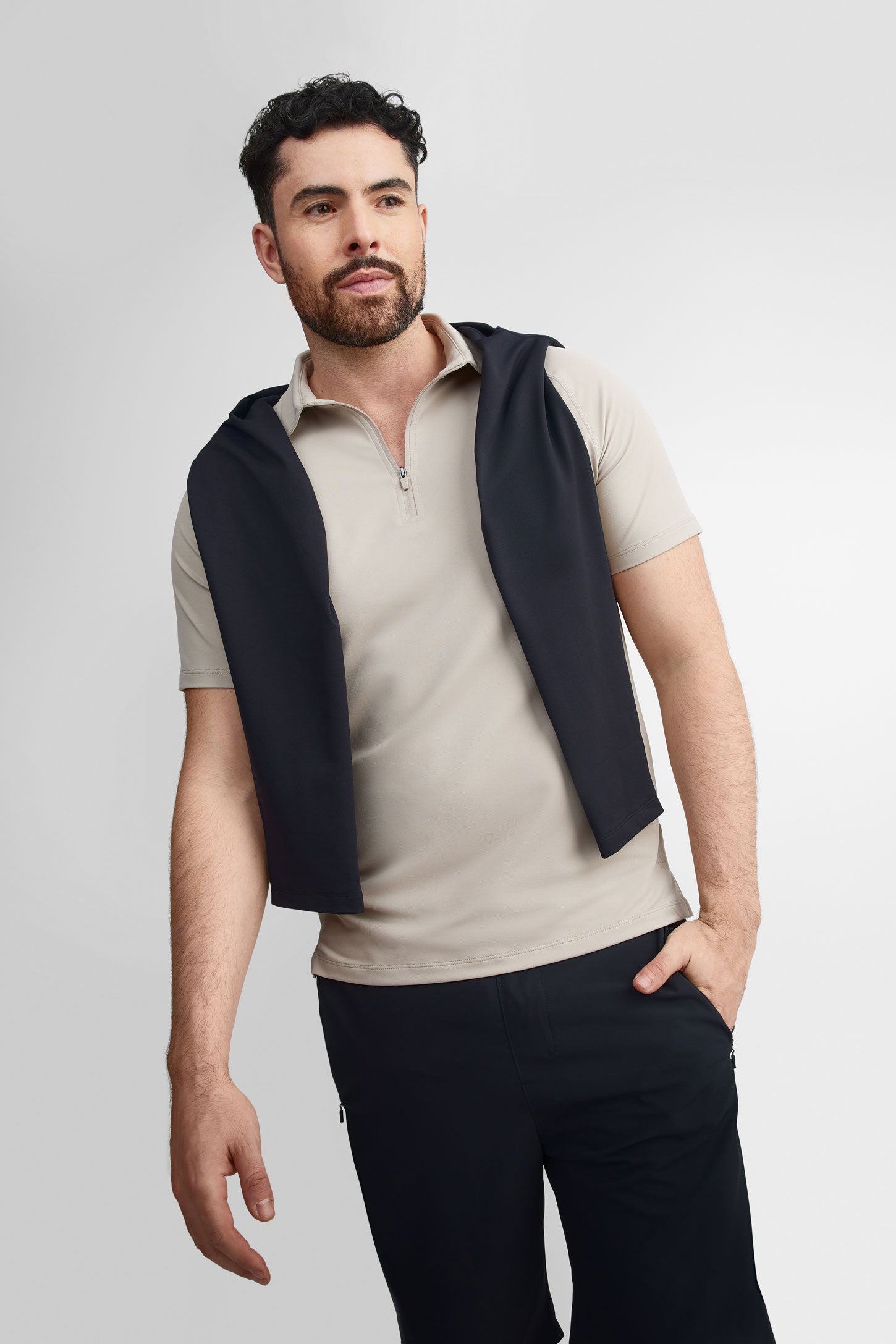 Chandail polo manches courtes - Homme && GRIS