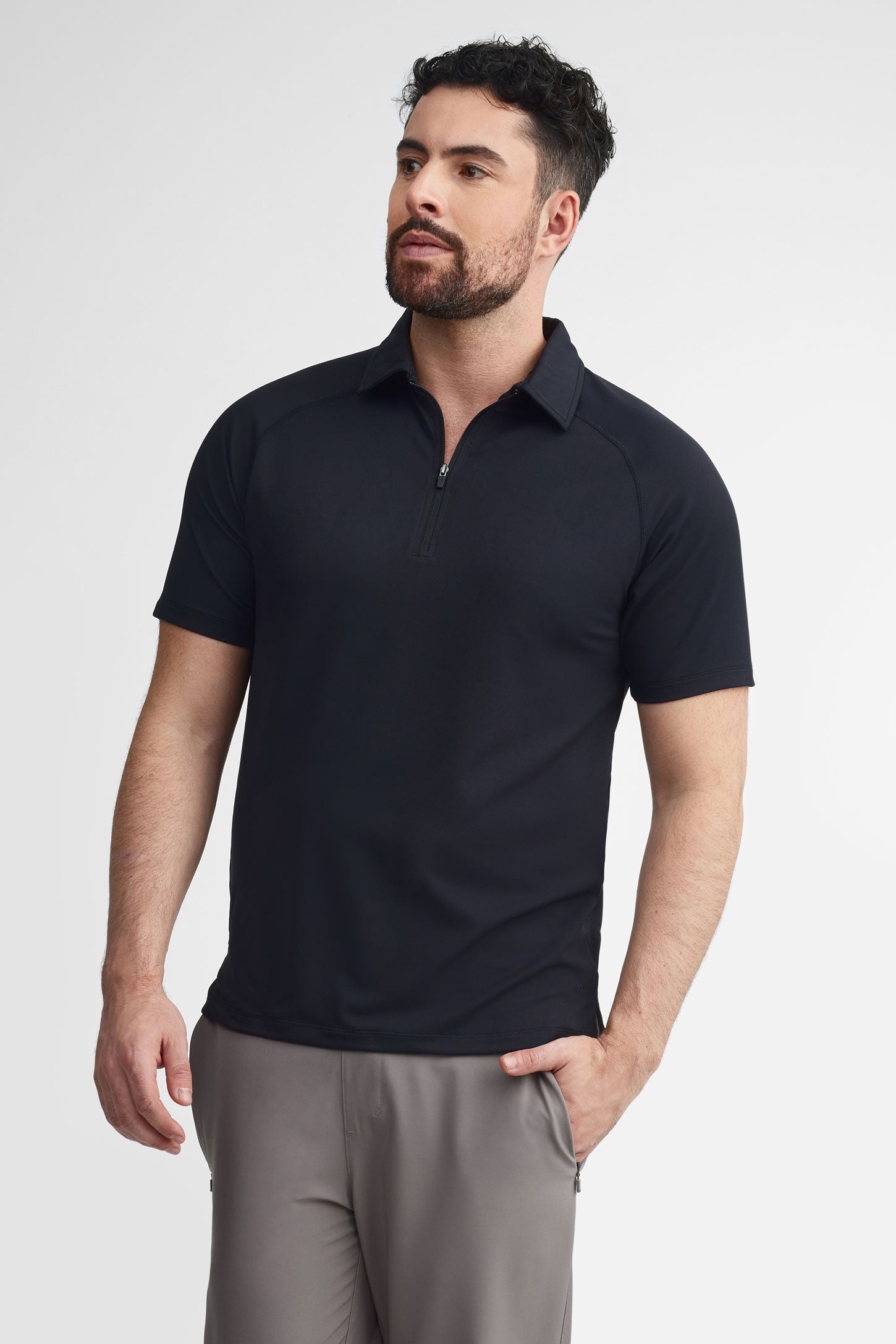 Chandail polo manches courtes - Homme && GRIS FONCE