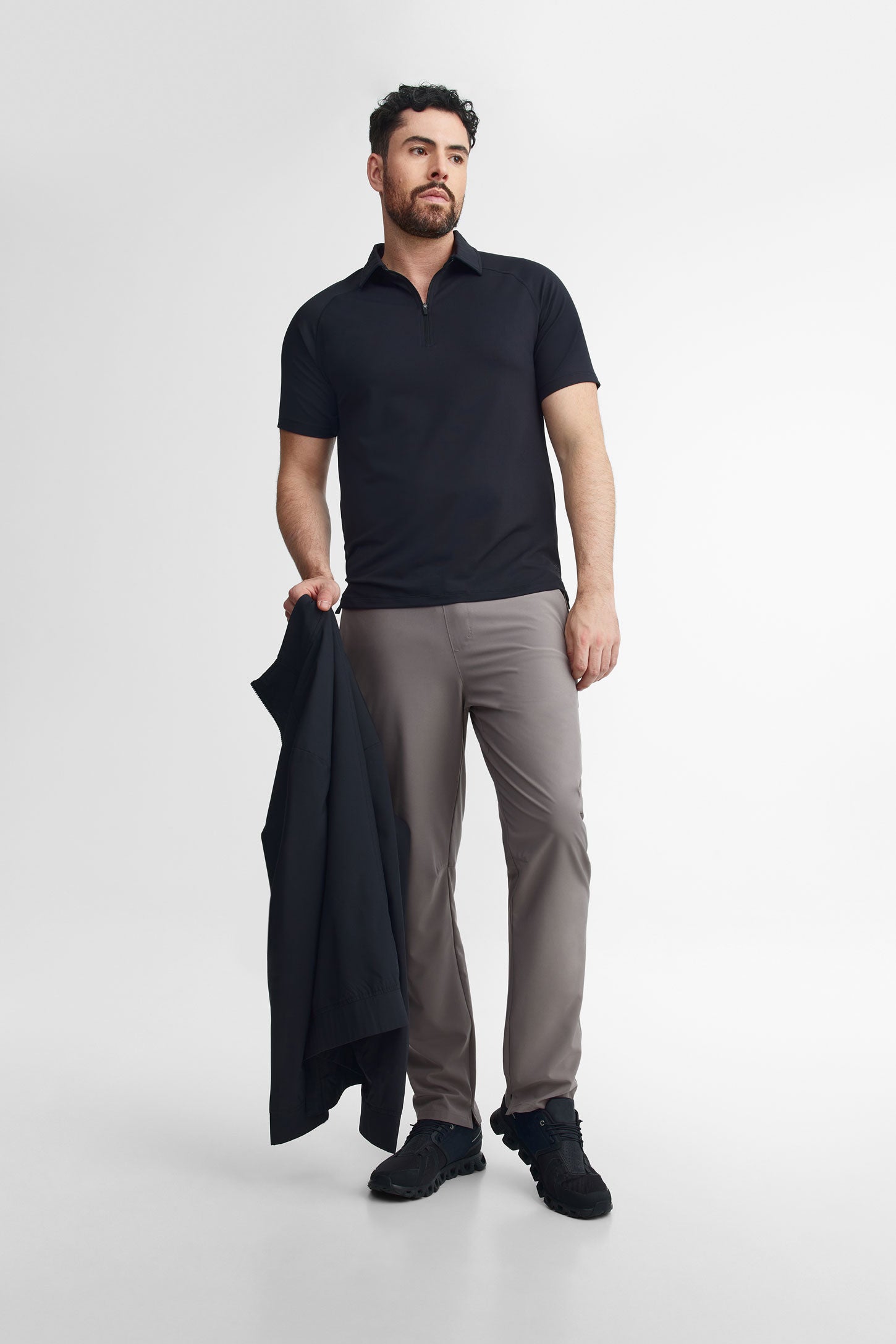 Chandail polo manches courtes - Homme && GRIS FONCE