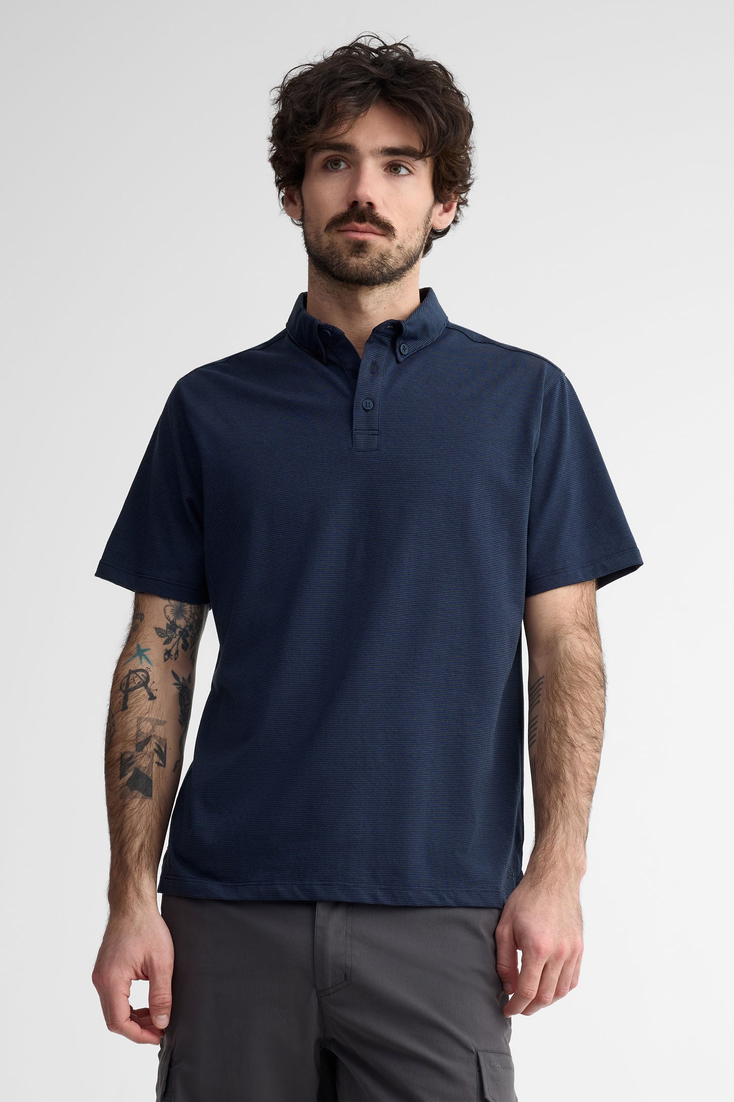 Polo manches courtes coton - Homme && BLEU FONCE