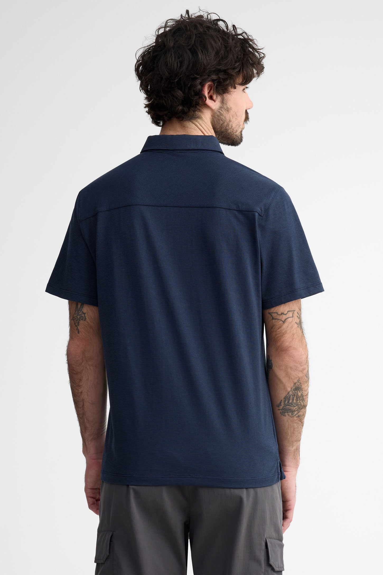Polo manches courtes coton - Homme && BLEU FONCE