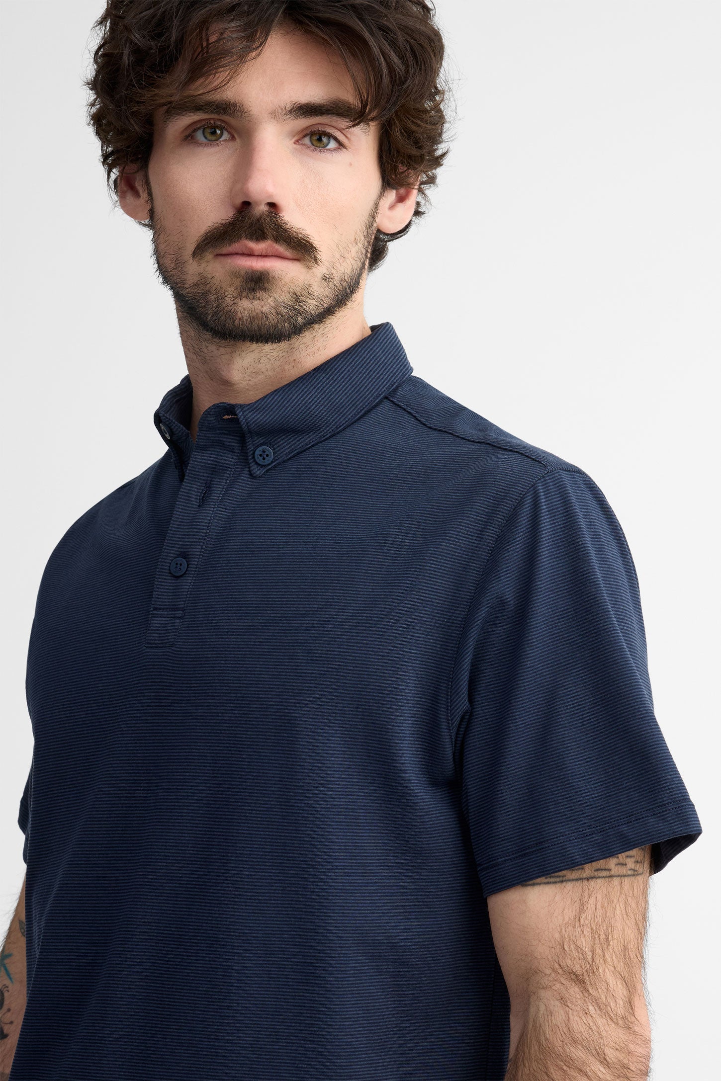 Polo manches courtes coton - Homme && BLEU FONCE