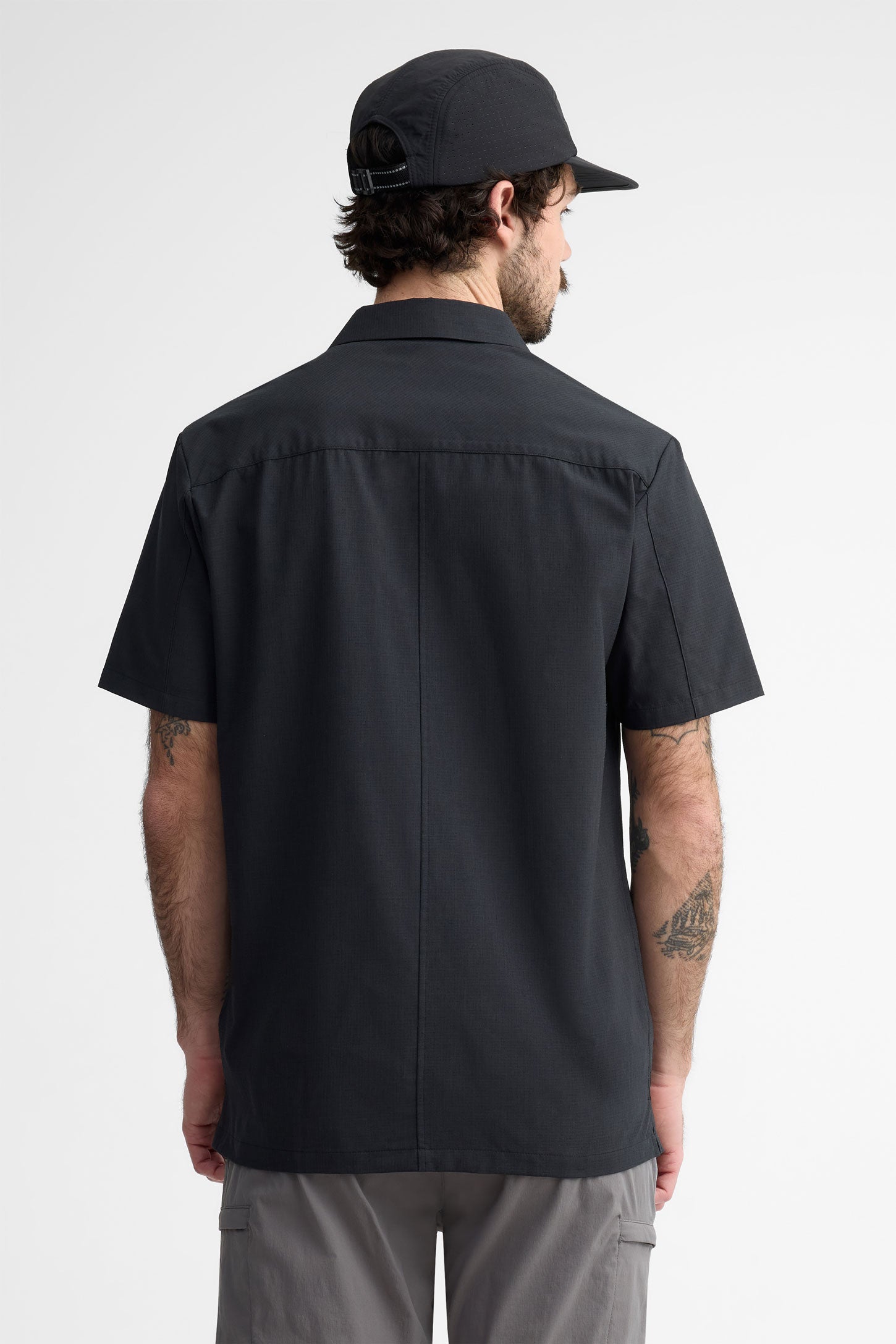 Chemise manches courtes en ripstop - Homme && GRIS FONCE
