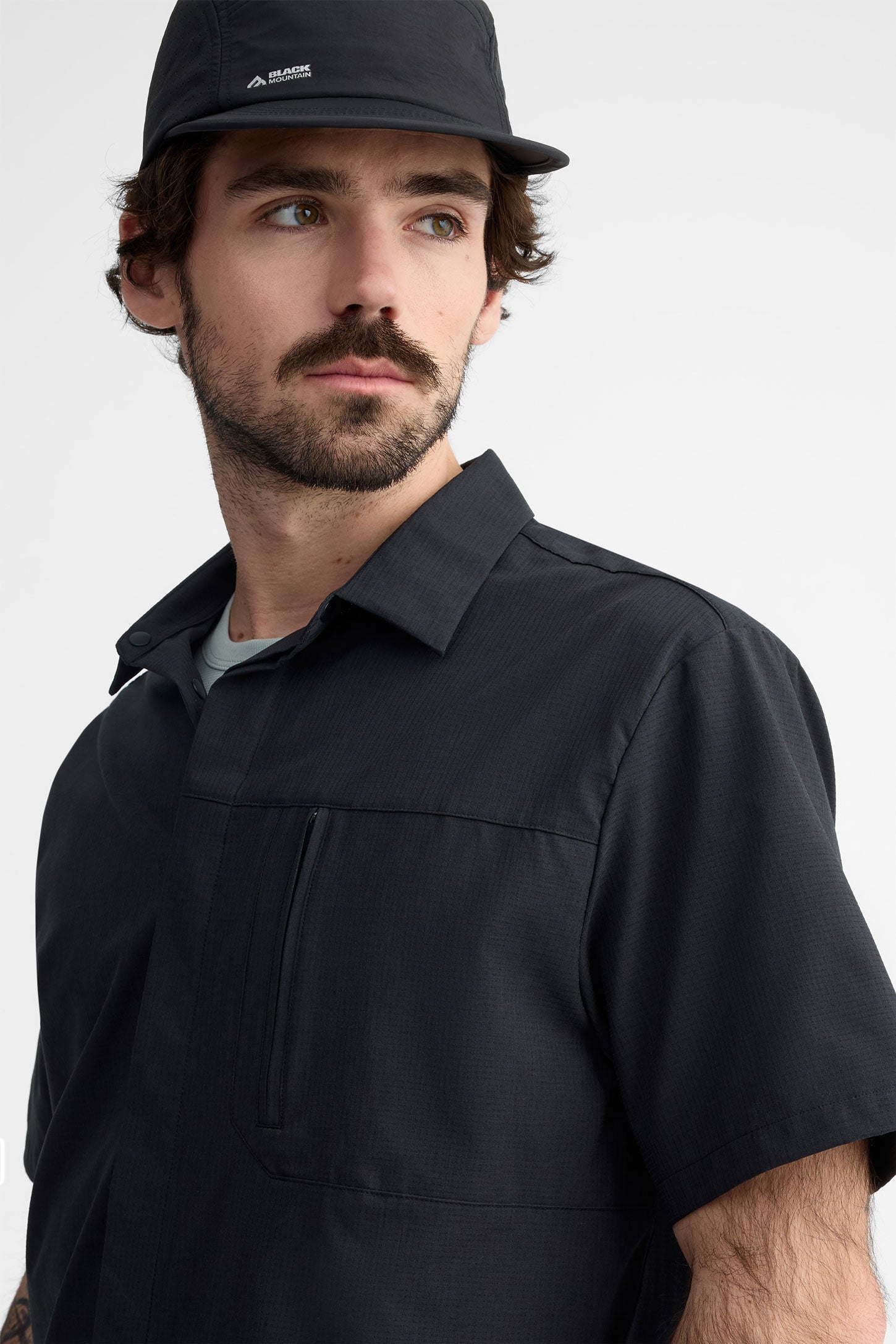 Chemise manches courtes en ripstop - Homme && GRIS FONCE