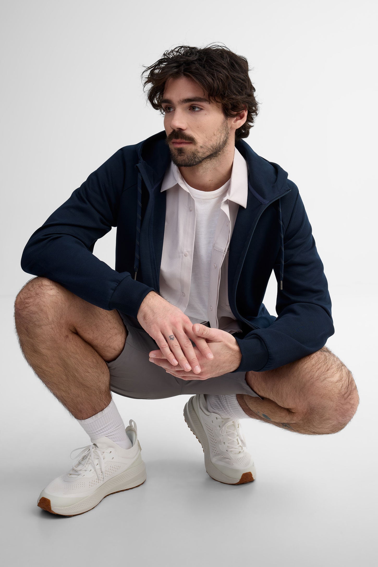 Veste à capuchon ouaté - Homme && BLEU FONCE
