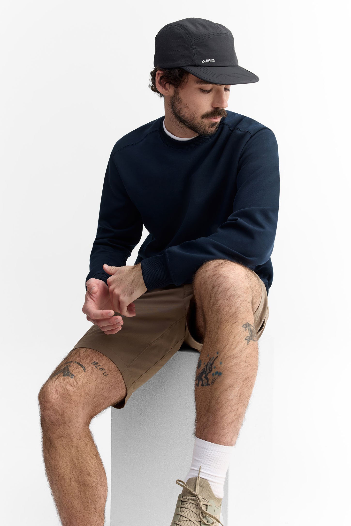 Chandail col rond ouaté - Homme && BLEU FONCE