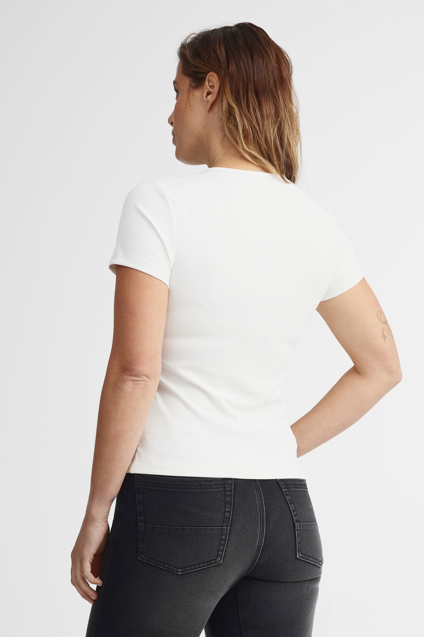 T-shirt col rond BM - Femme 
 && BLANC