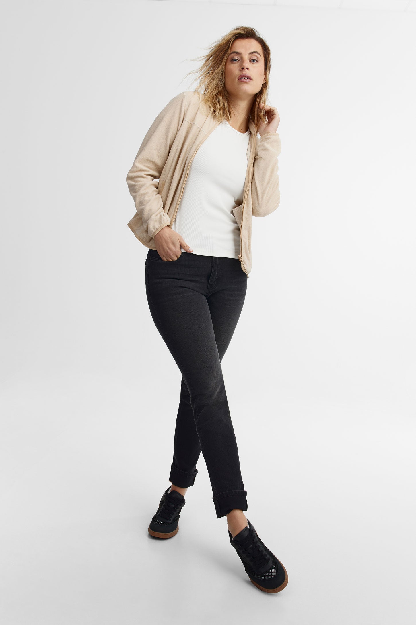 T-shirt col rond BM - Femme 
 && BLANC