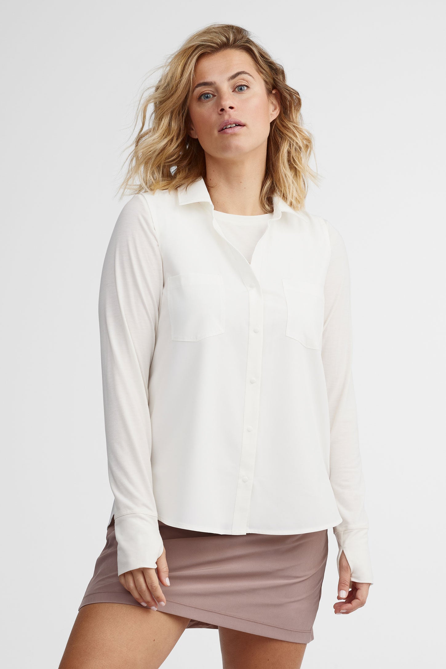 Chemise sans manches à poche BM - Femme 
 && BLANC