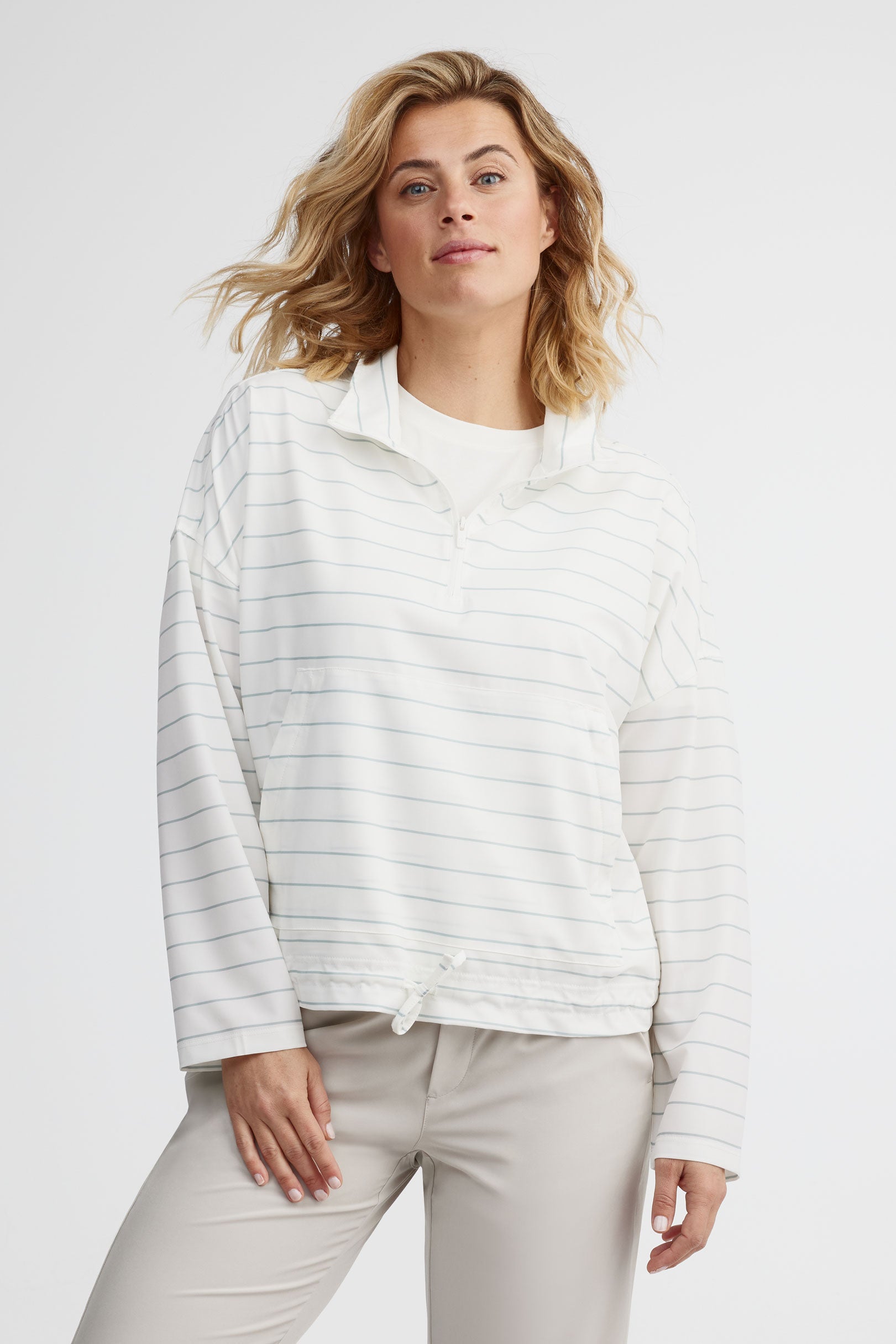 Chandail demi-fermeture éclair BM - Femme && BLANC MULTI
