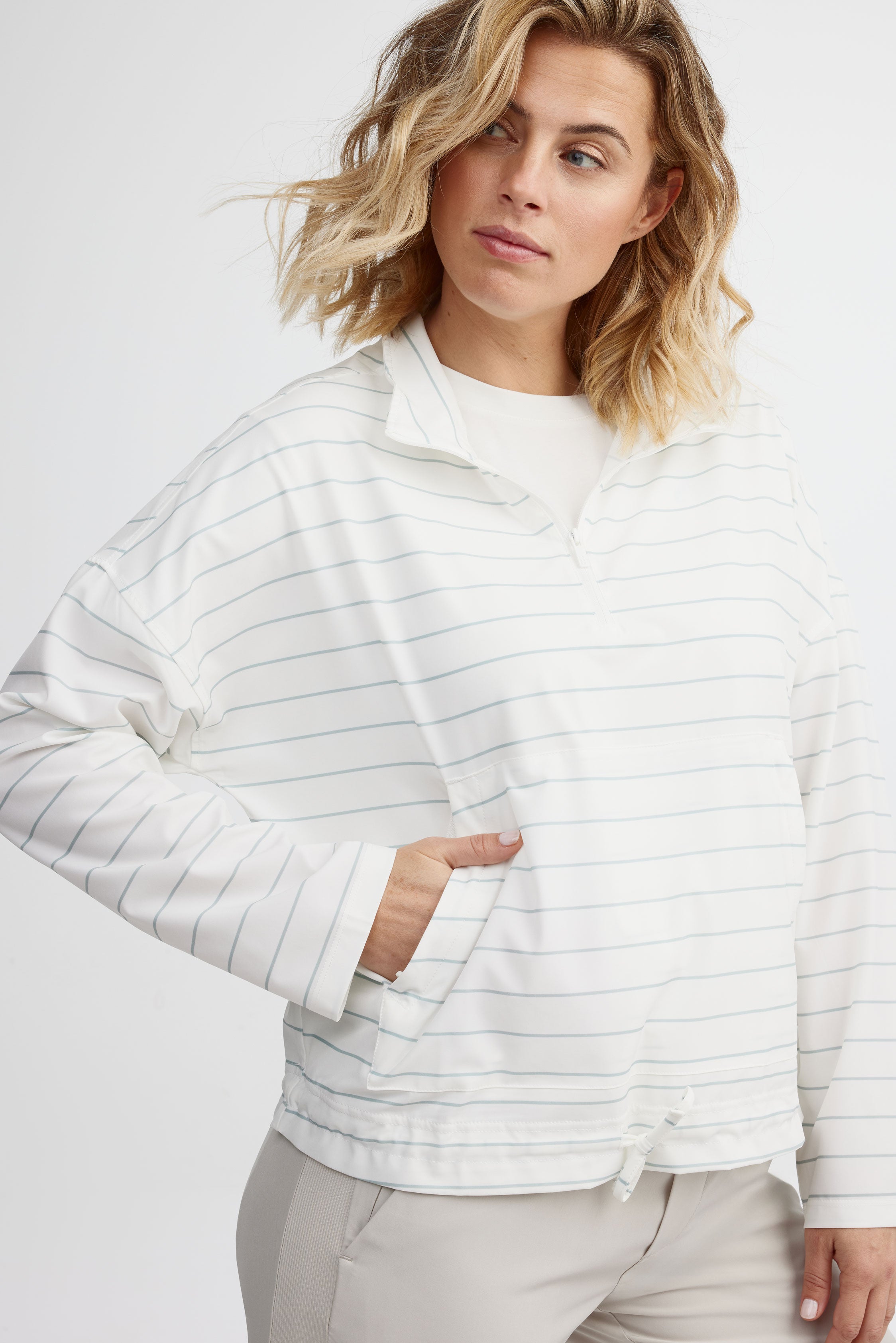 Chandail demi-fermeture éclair BM - Femme && BLANC MULTI