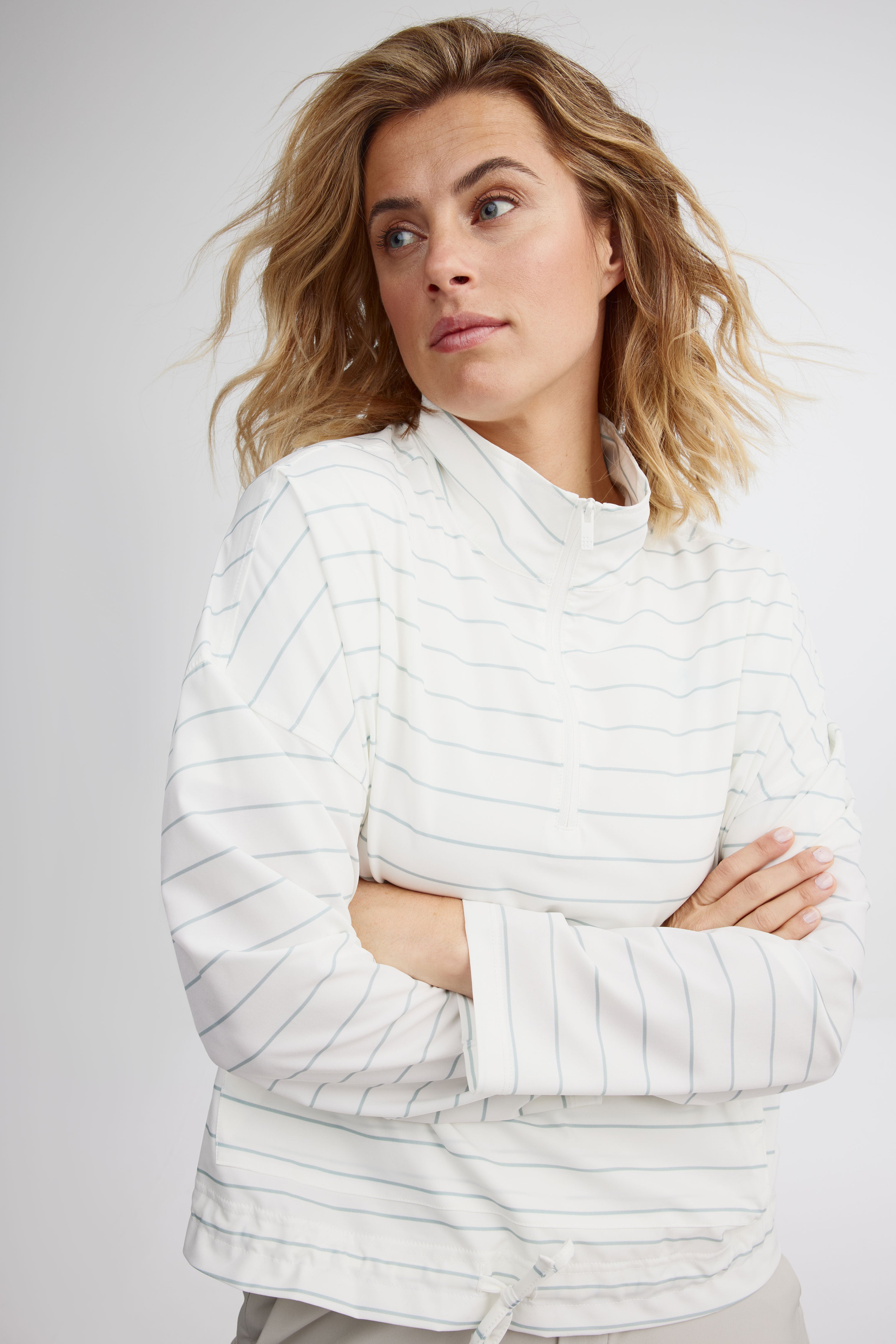 Chandail demi-fermeture éclair BM - Femme && BLANC MULTI