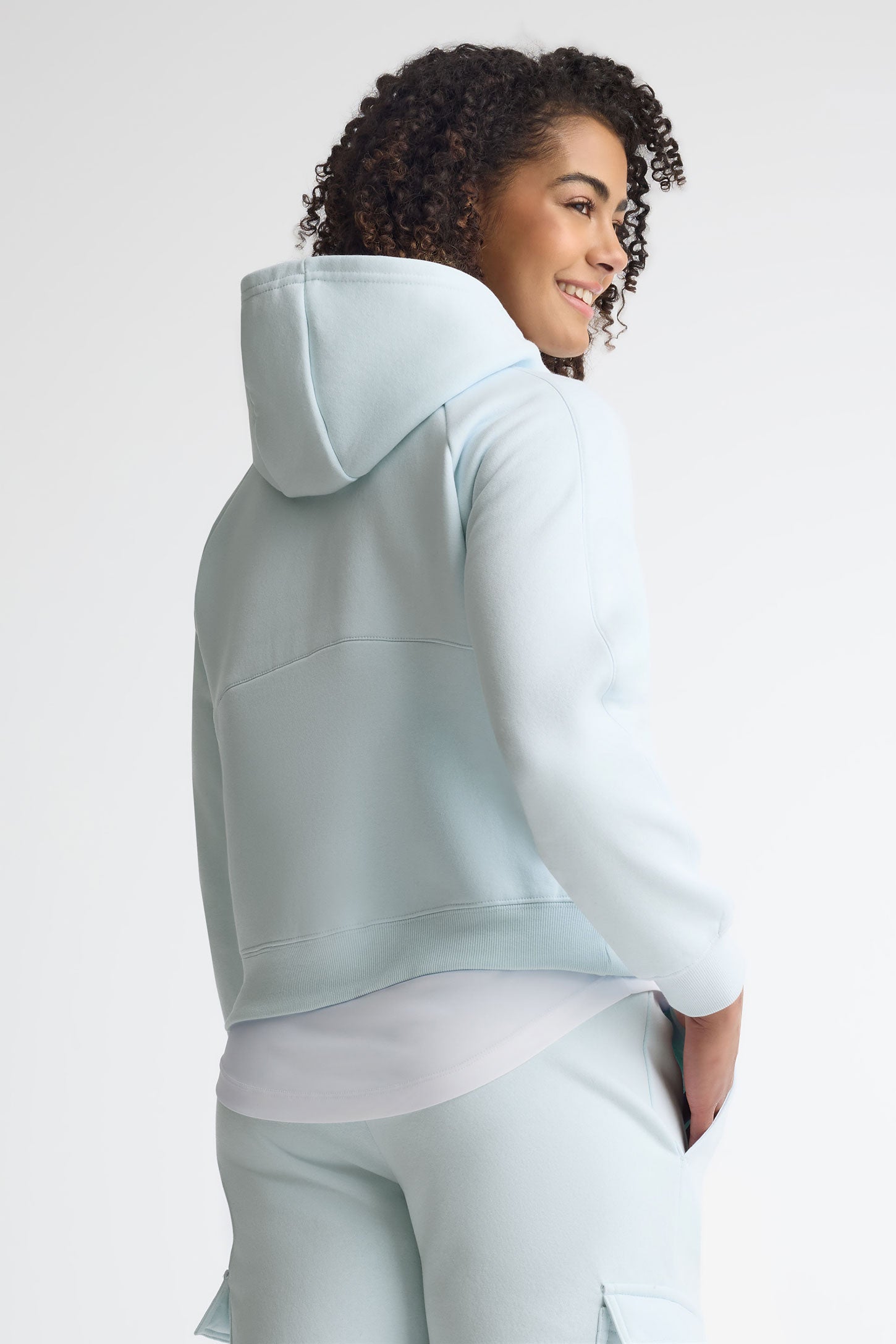 Veste à capuchon coton ouaté - Femme && BLEU PALE