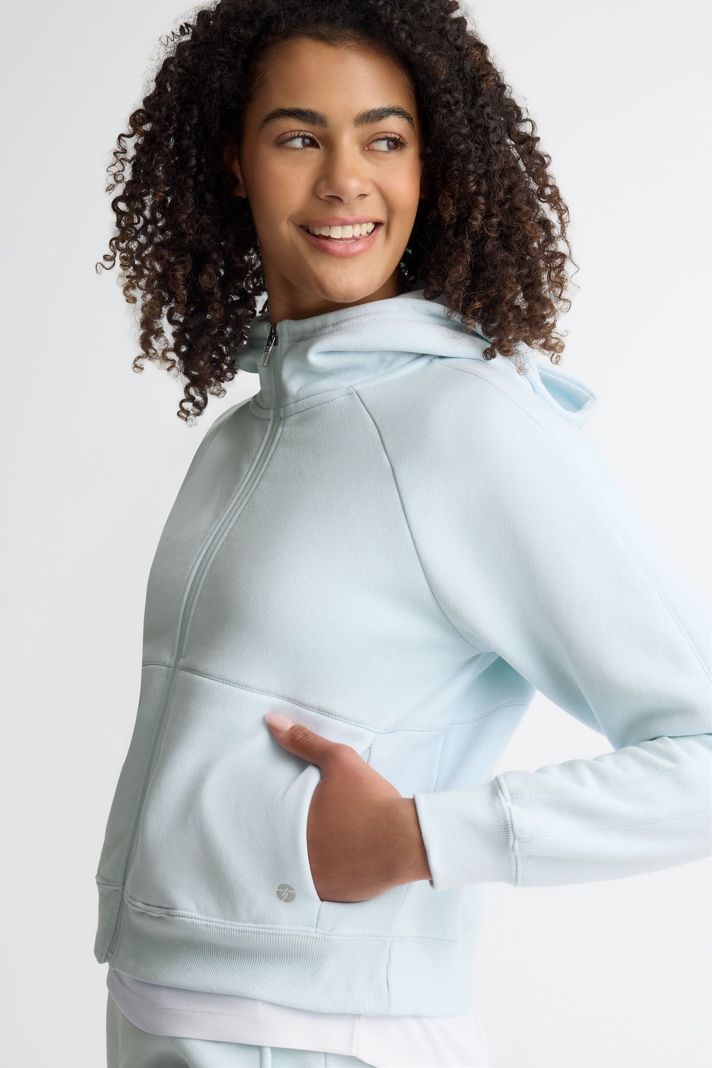Veste à capuchon coton ouaté - Femme && BLEU PALE