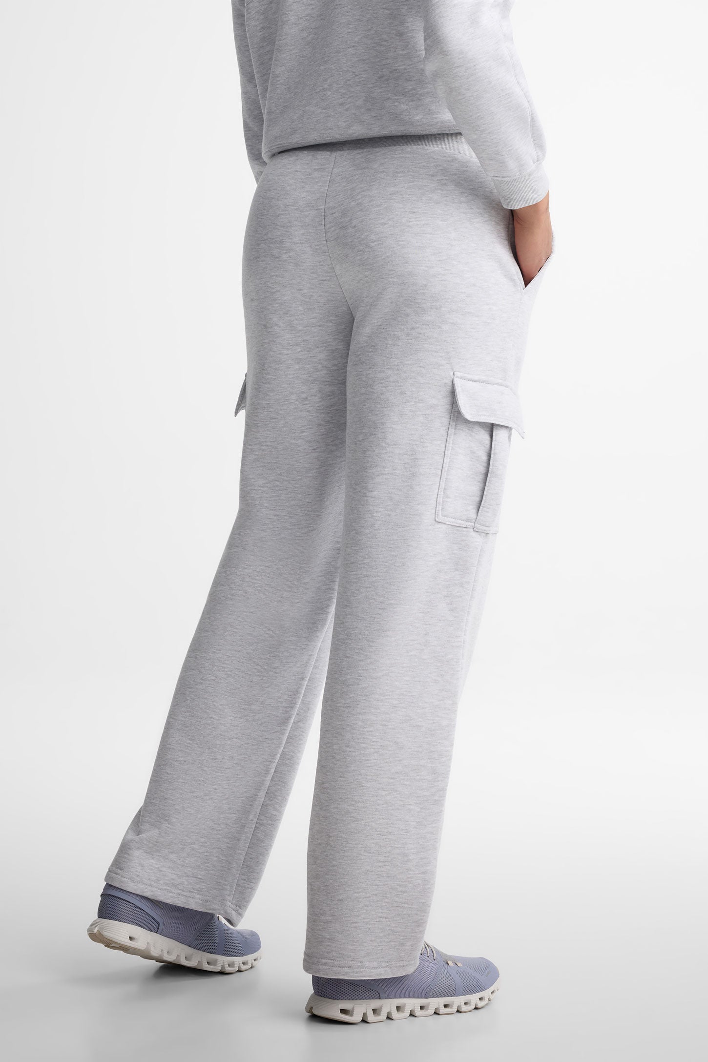 Pantalon cargo jambe droite coton ouaté - Femme && GRIS MIXTE