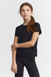 Chandail col rond manches courtes - Ado fille && NOIR