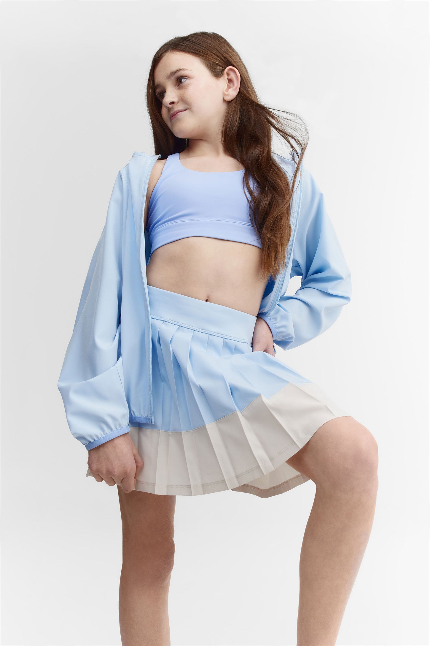 Jupe-short à plis extensible 4 sens - Ado fille && BLEU