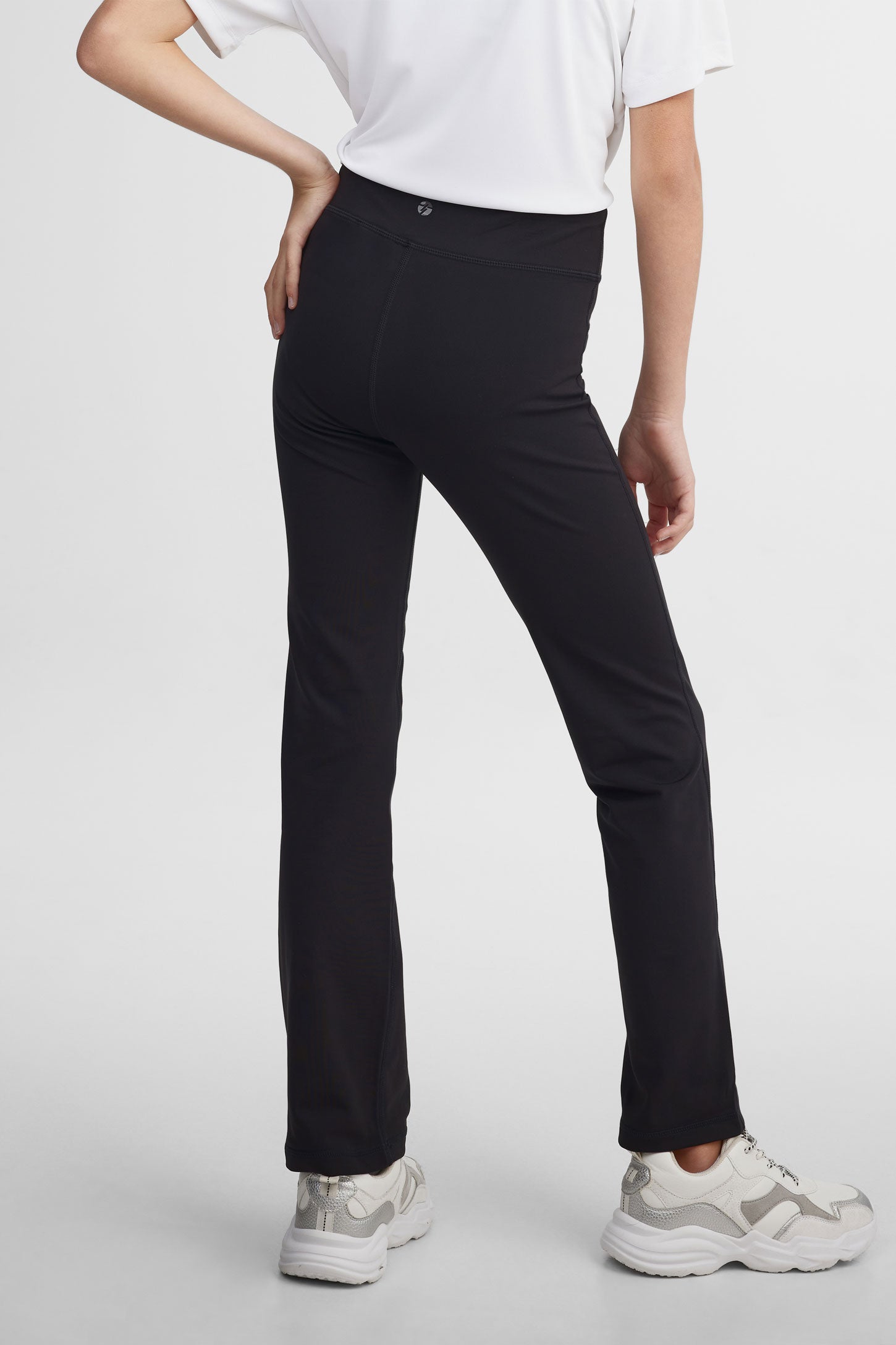 Pantalon yoga taille haute jambe semi-évasé - Ado fille && NOIR