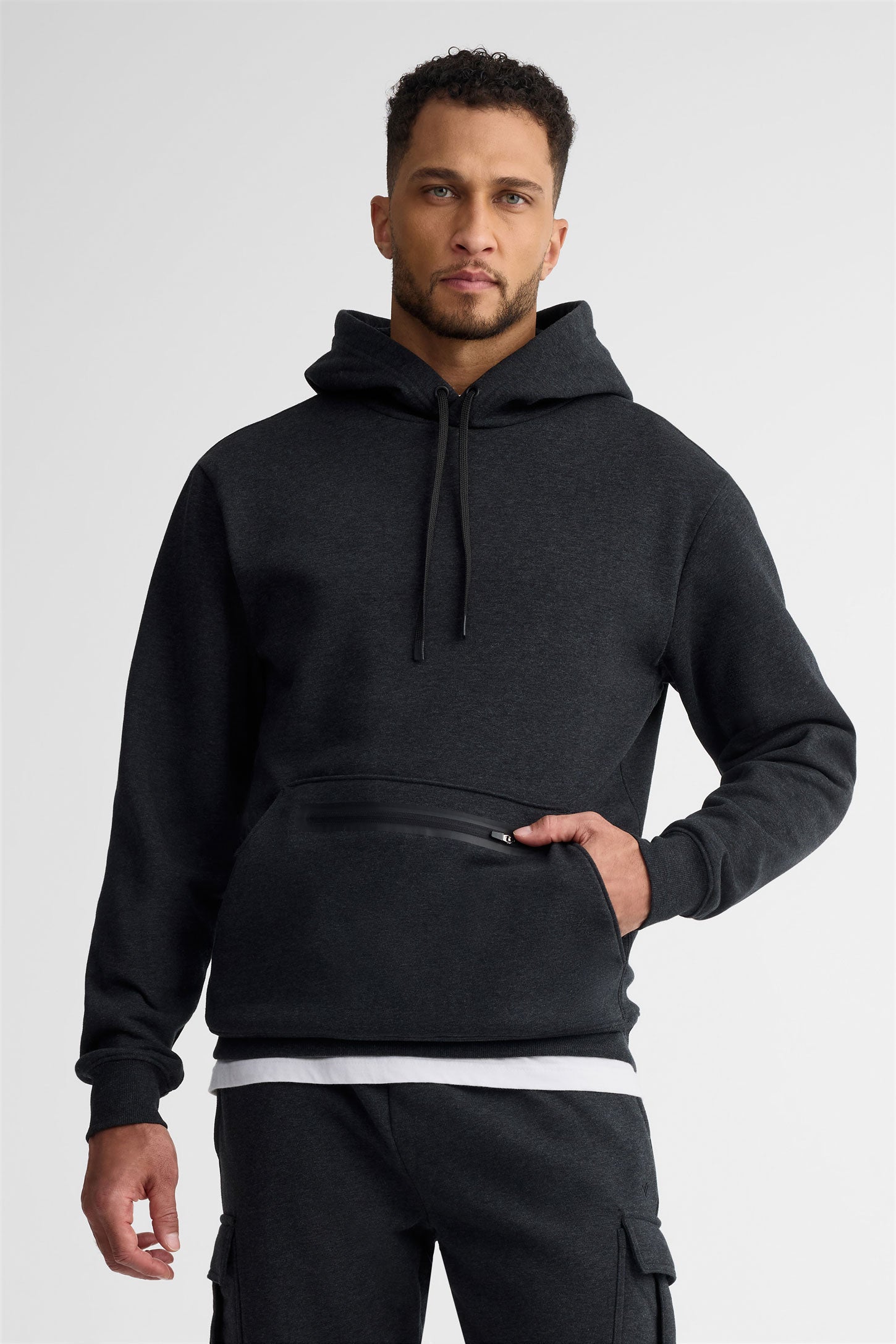 Chandail à capuchon athlétique - Homme && GRIS MIXTE