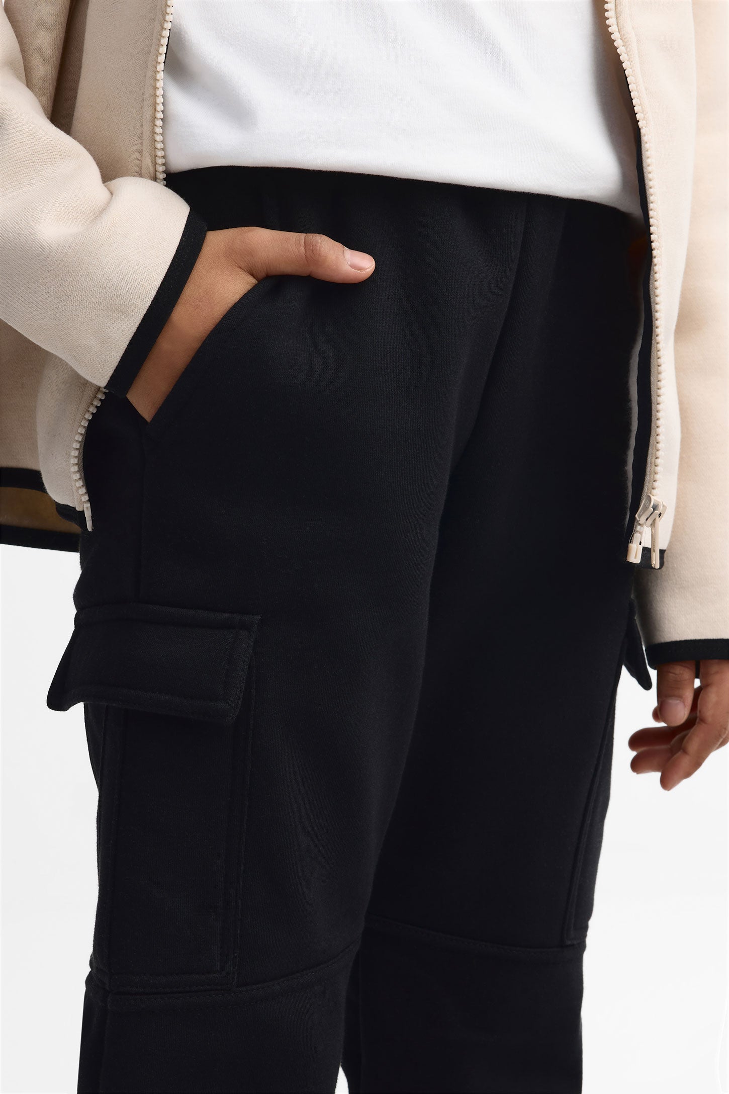 Pantalon jogger cargo athlétique - Ado garçon && NOIR