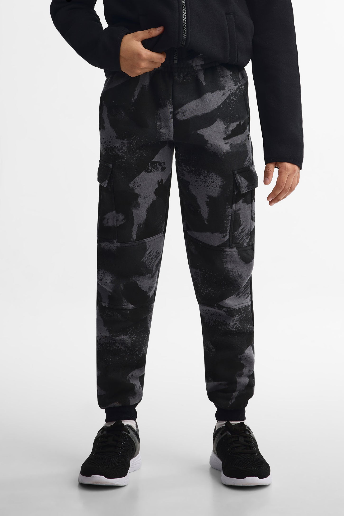 Pantalon jogger cargo athlétique - Ado garçon && NOIR/MULTI