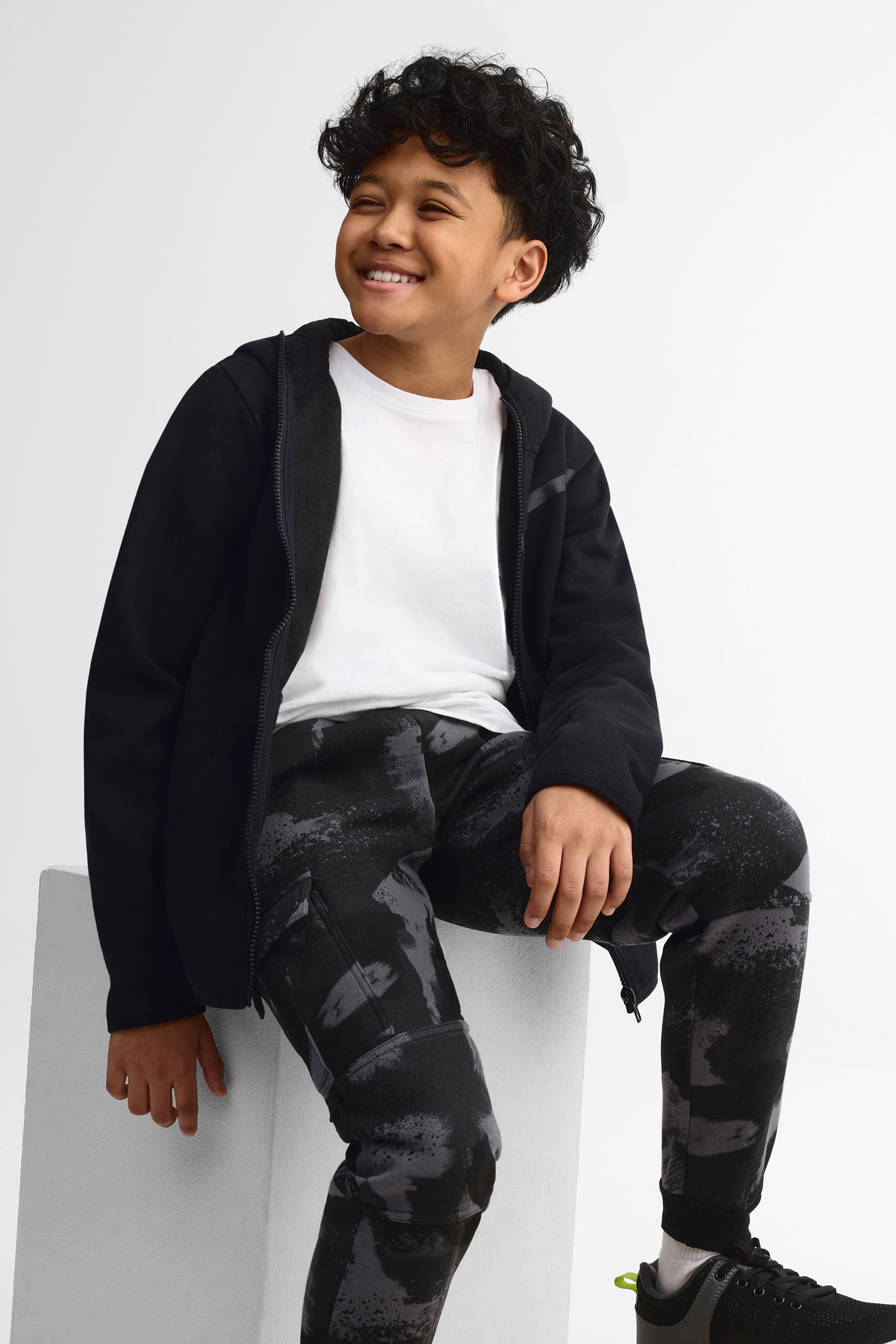 Pantalon jogger cargo athlétique - Ado garçon && NOIR/MULTI