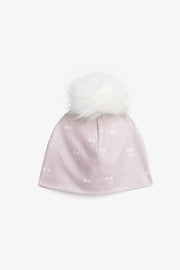 Tuque doublée à pompon fausse fourrure - Bébé fille && MAUVE