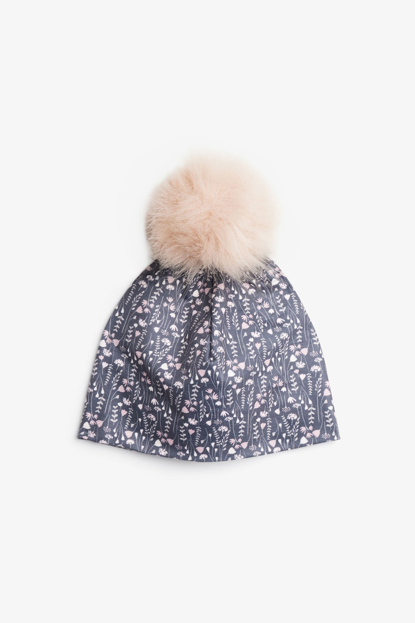 Tuque doublée à pompon fausse fourrure - Bébé fille && NOIR