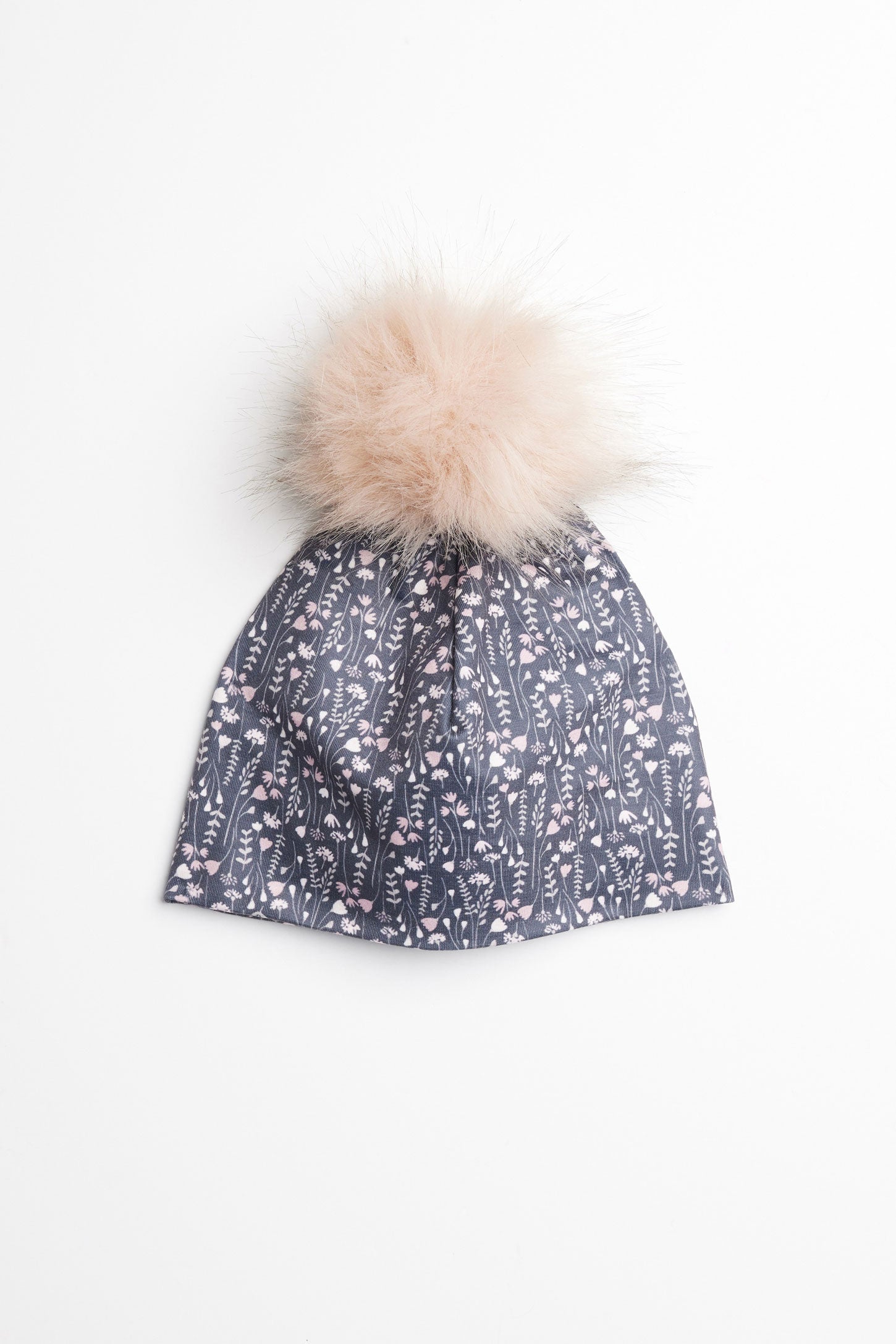 Tuque doublée à pompon fausse fourrure - Enfant fille && NOIR