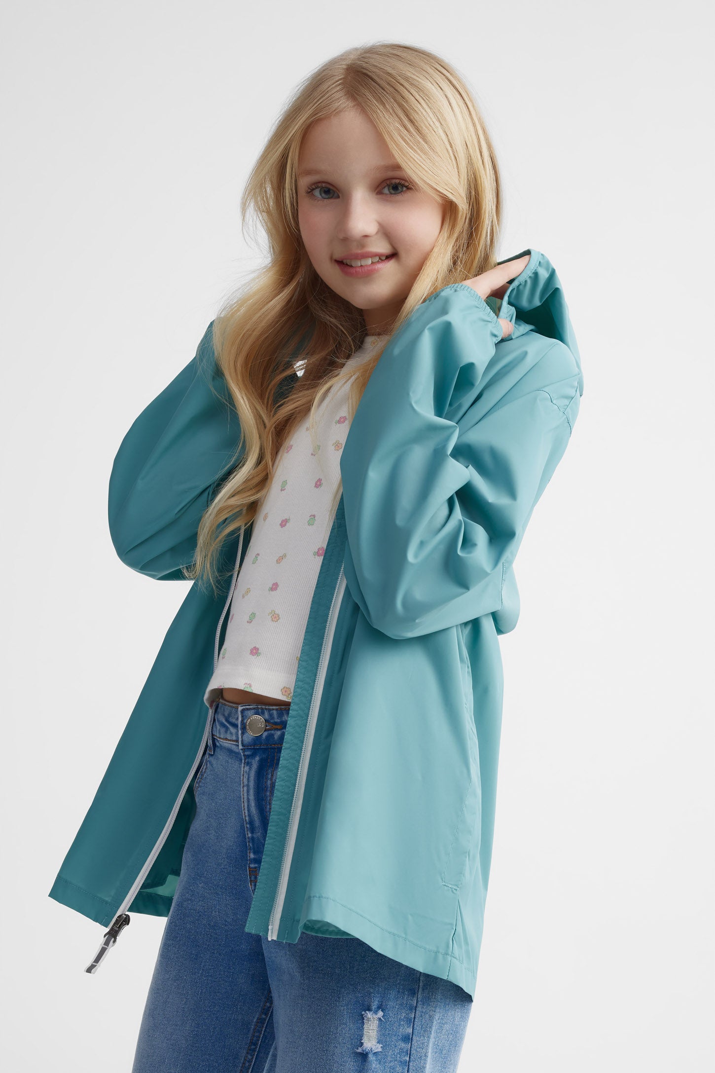 Manteau mi-saison convertible - Ado fille && TURQUOISE