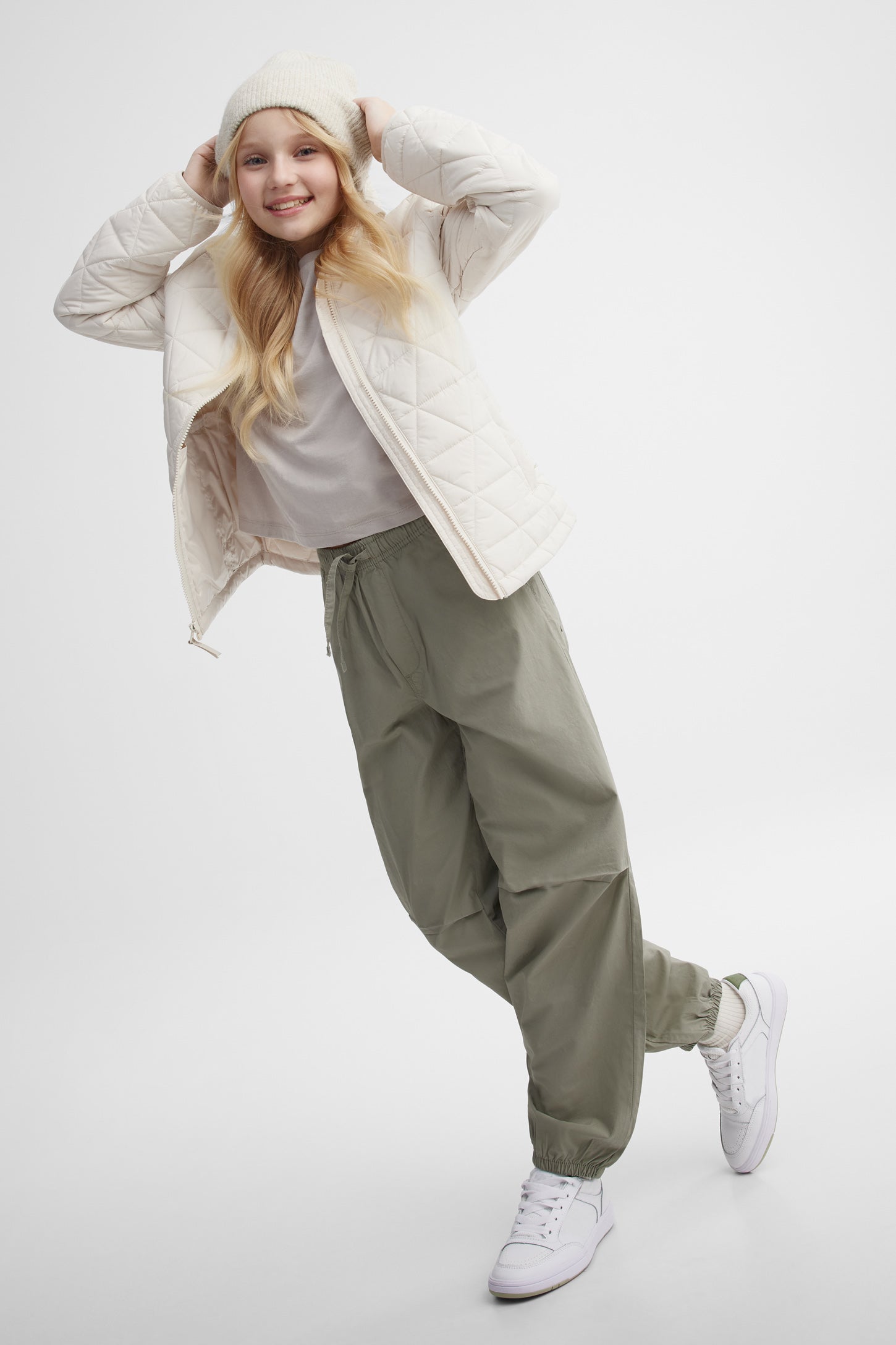 Manteau matelassée mi-saison - Ado fille && IVOIRE