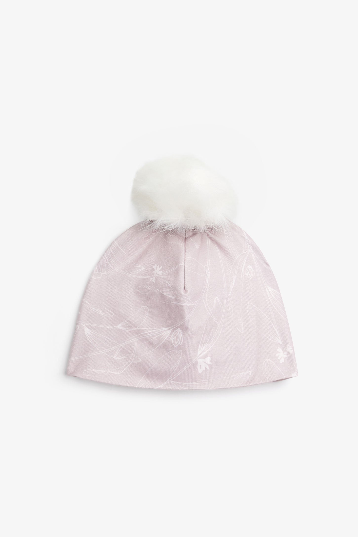 Tuque doublée à pompon fausse fourrure - Ado fille && VIEUX ROSE