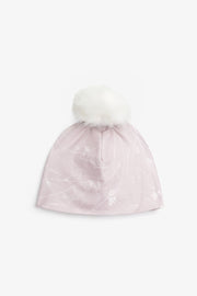 Tuque doublée à pompon fausse fourrure - Ado fille && VIEUX ROSE