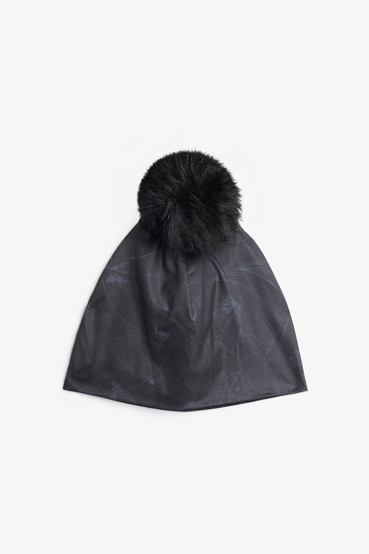 Tuque doublée à pompon fausse fourrure - Ado fille && NOIR