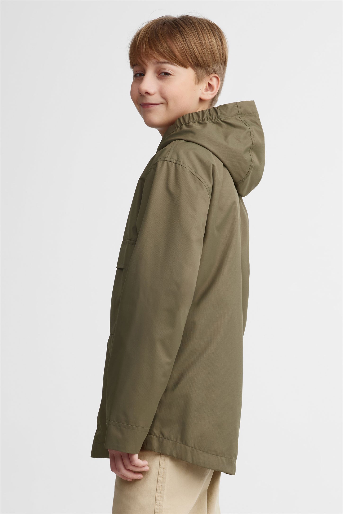 Manteau à capuchon résistant à l'eau - Ado garçon && KAKI
