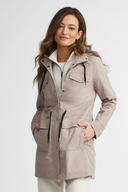 Manteau long coupe-vent - Femme && TAUPE