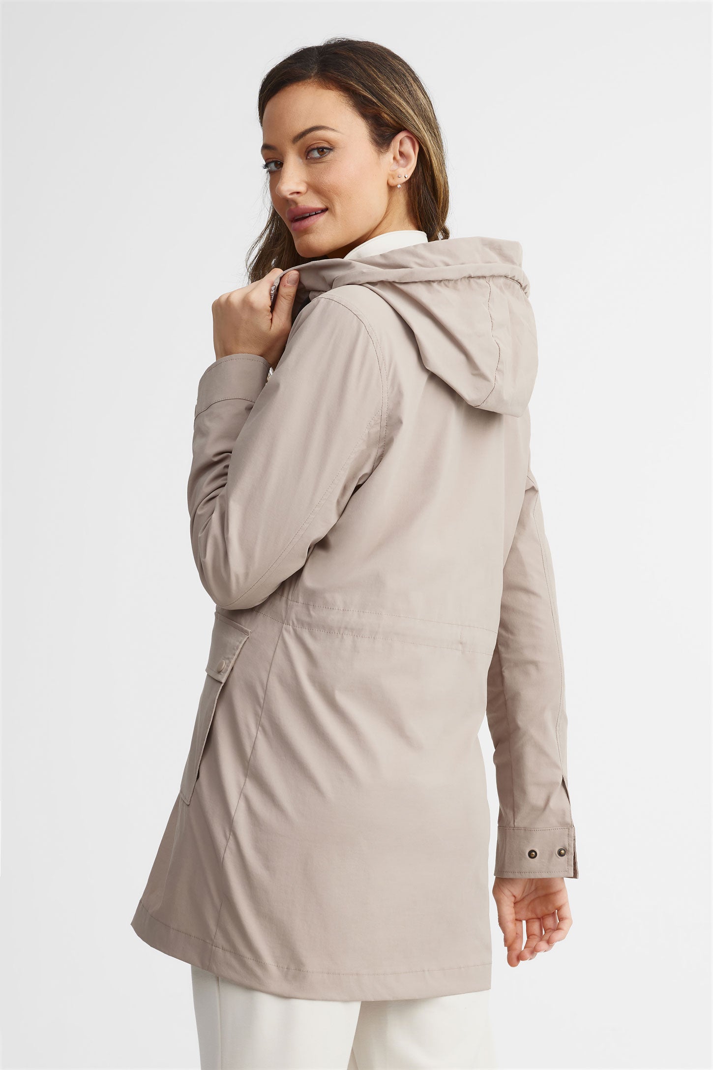 Manteau long coupe-vent - Femme && TAUPE