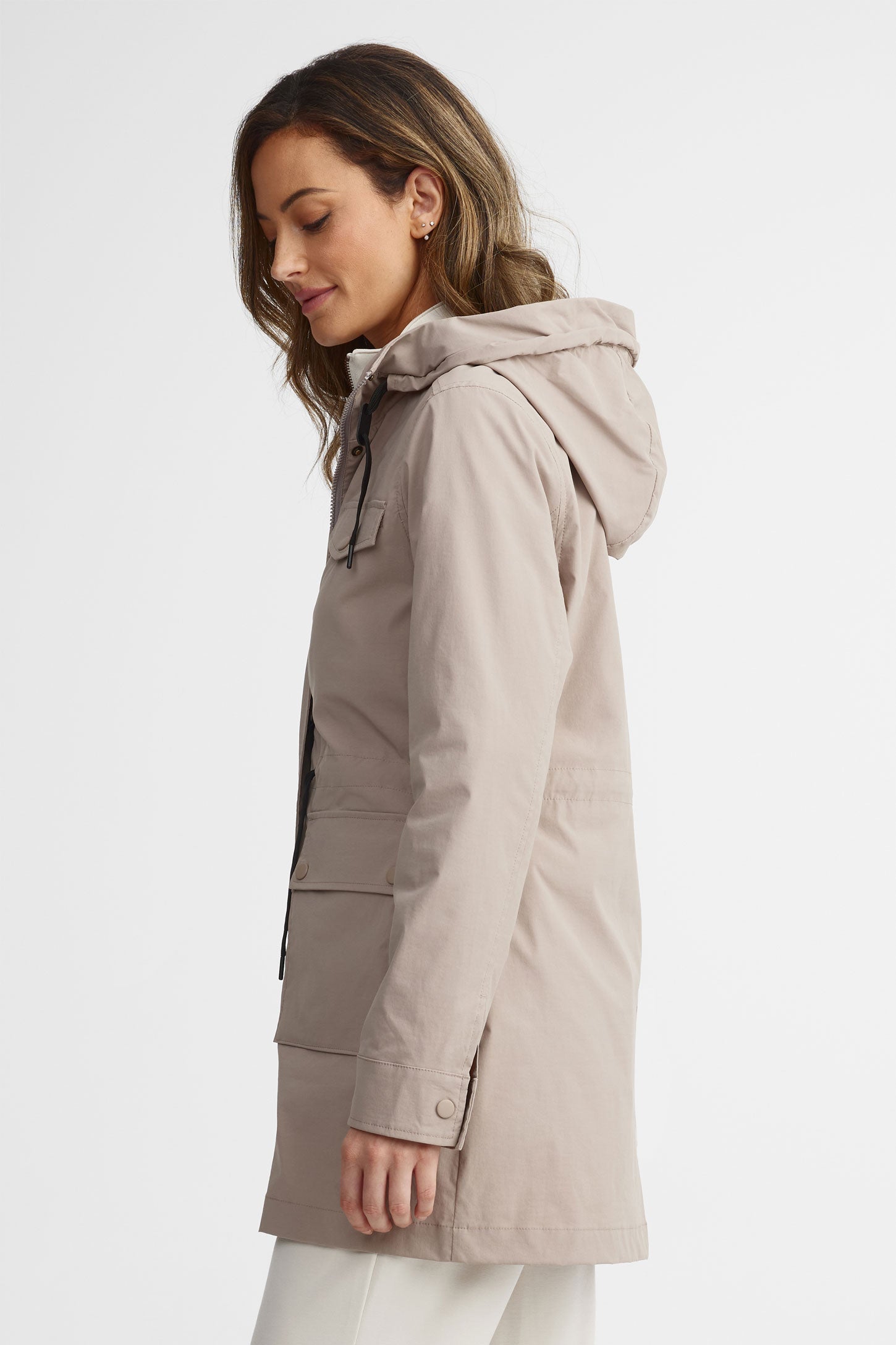 Manteau long coupe-vent - Femme && TAUPE