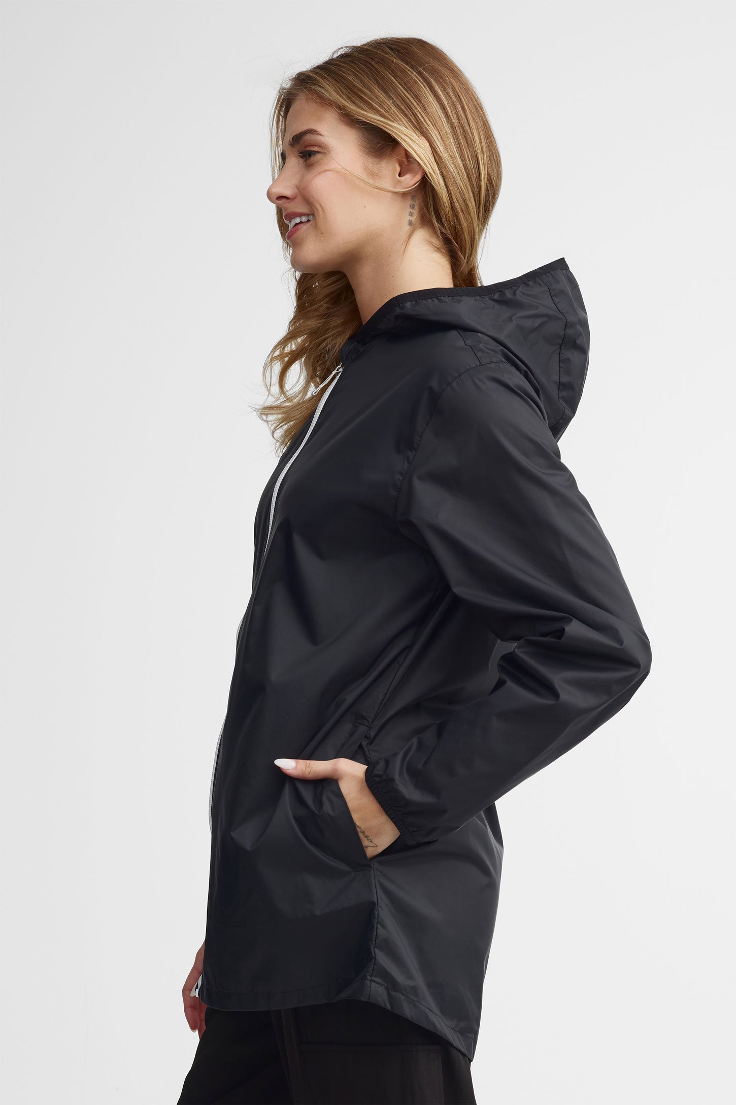 Manteau 3/4 mi-saison coupe-vent convertible - Femme && NOIR