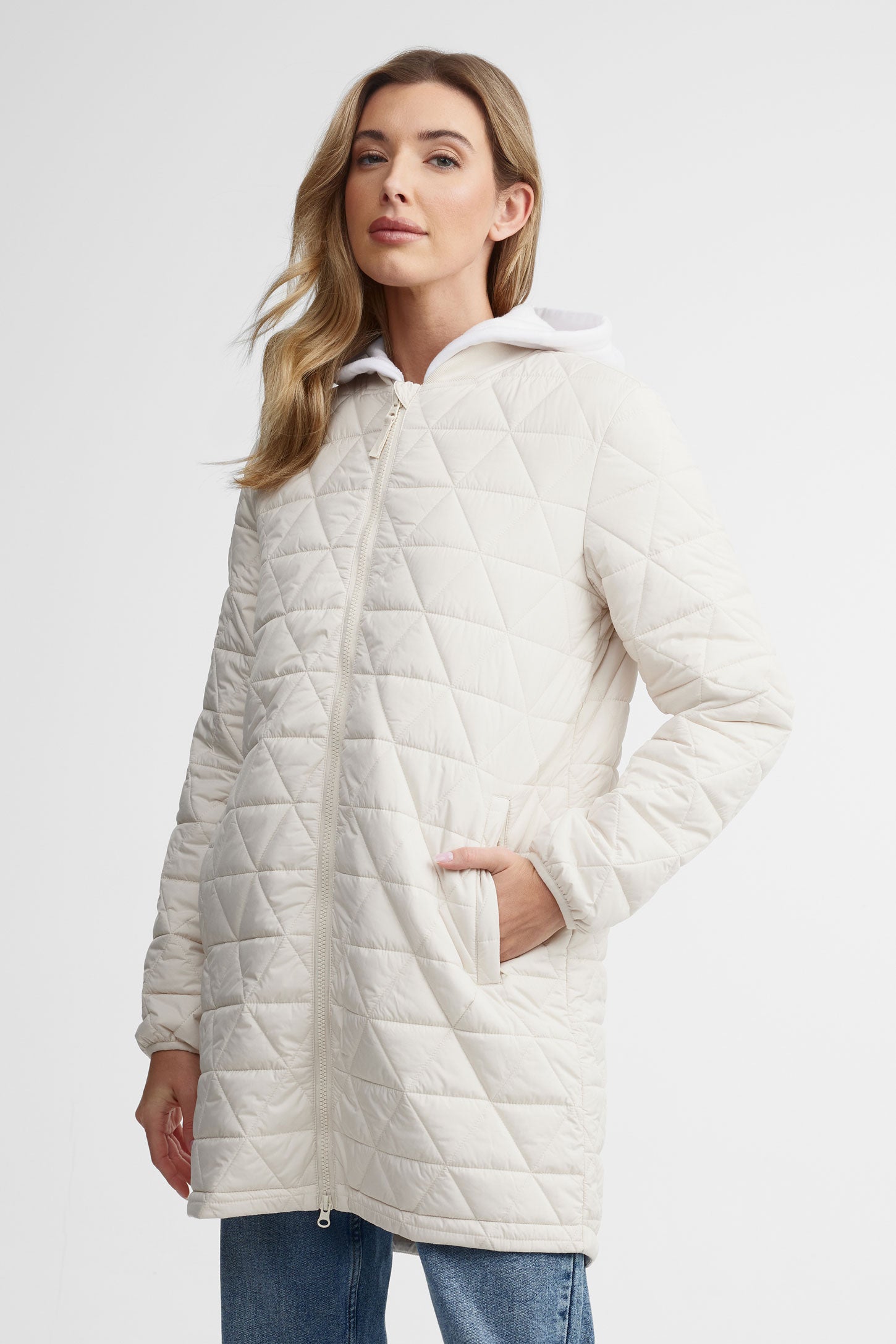 Manteau matelassé 3/4 - Femme && IVOIRE