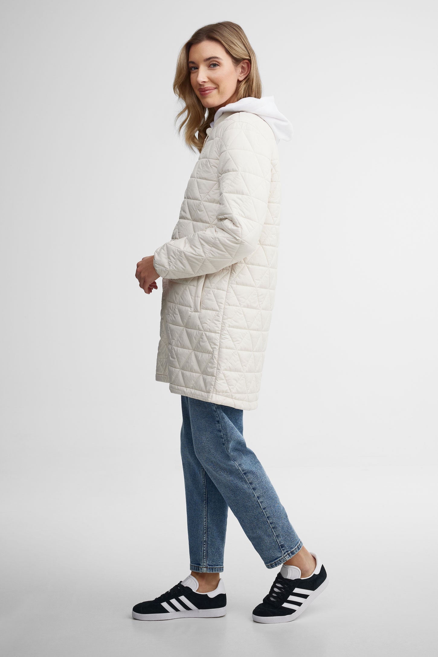 Manteau matelassé 3/4 - Femme && IVOIRE