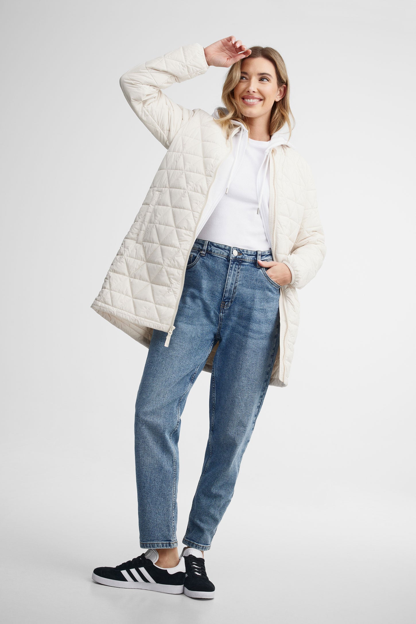 Manteau matelassé 3/4 - Femme && IVOIRE